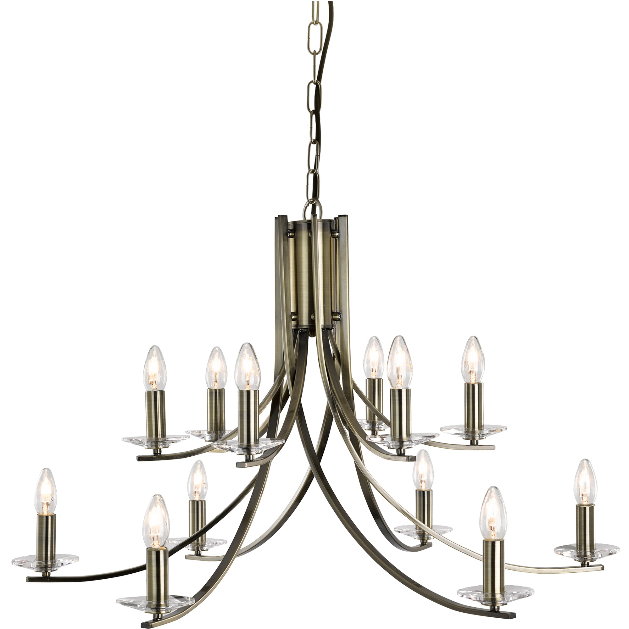 Ascona Pendant - Glass Scones Antique Brass / 12
