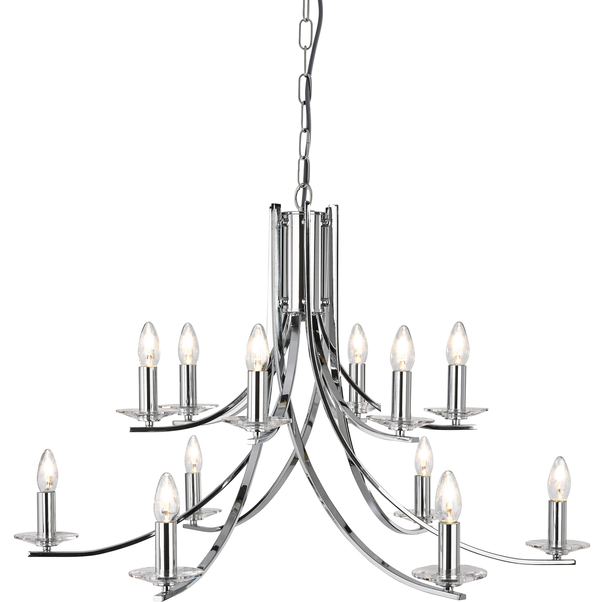 Ascona Pendant - Glass Scones Chrome / 12
