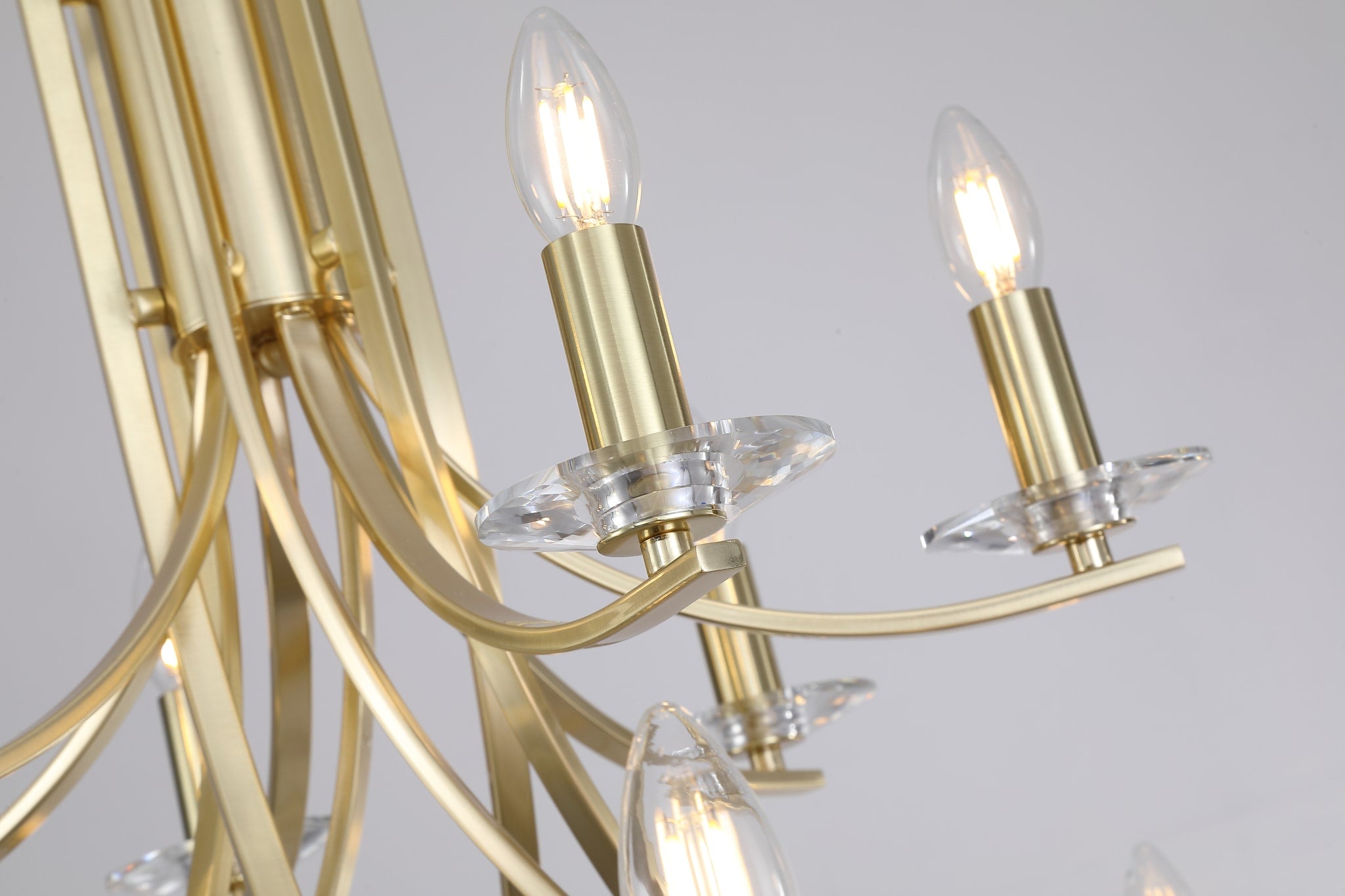 Ascona 12Lt Pendant, Satin Brass Metal & Glass