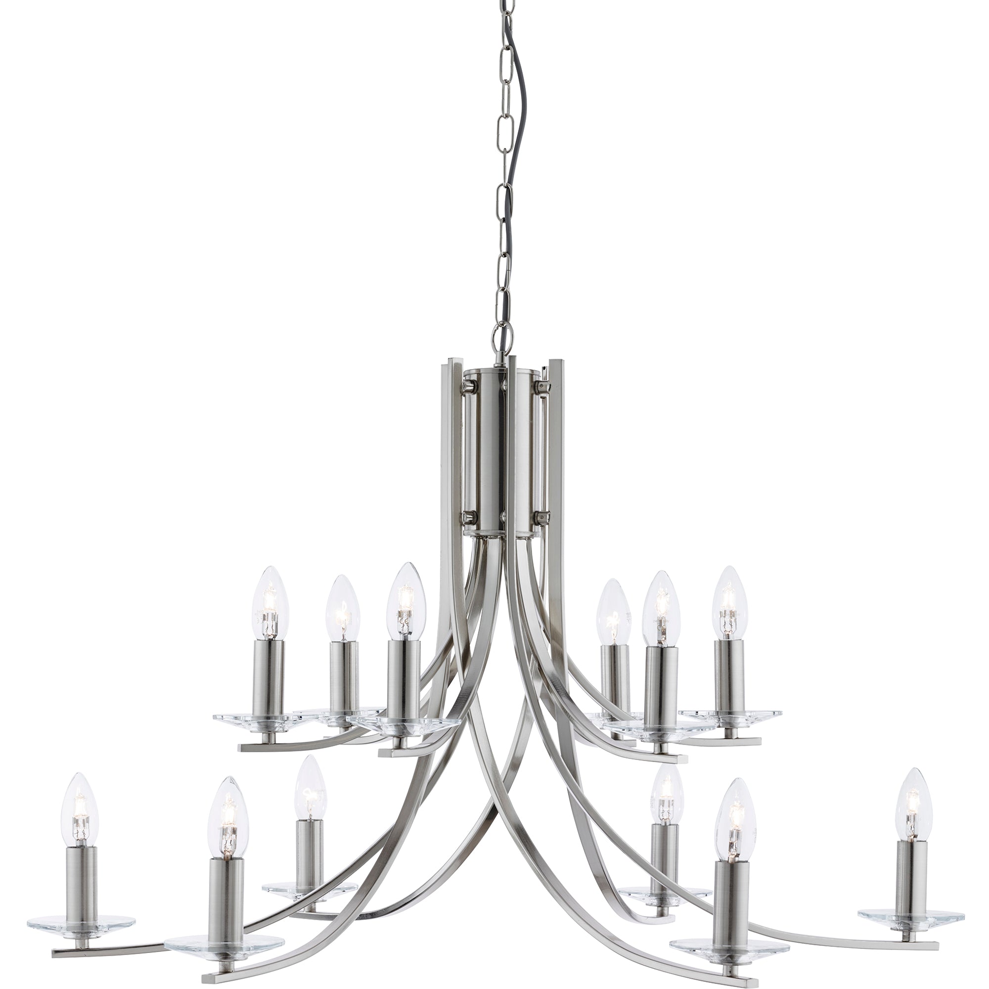 Ascona Pendant - Glass Scones Satin Silver / 12