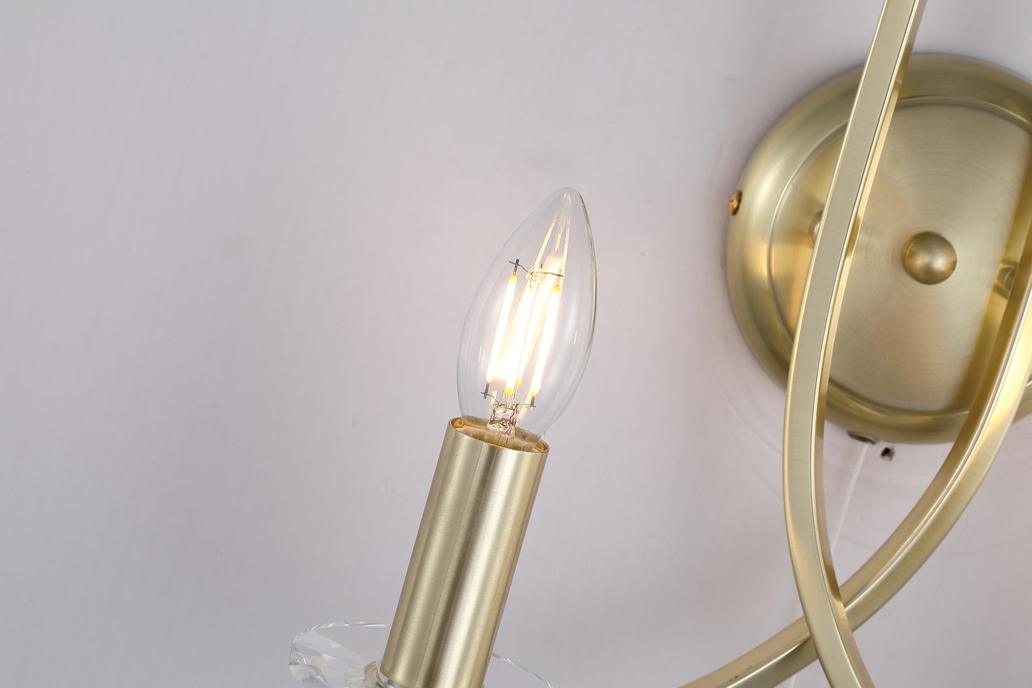 Ascona 2Lt Wall Light, Satin Brass Metal & Glass