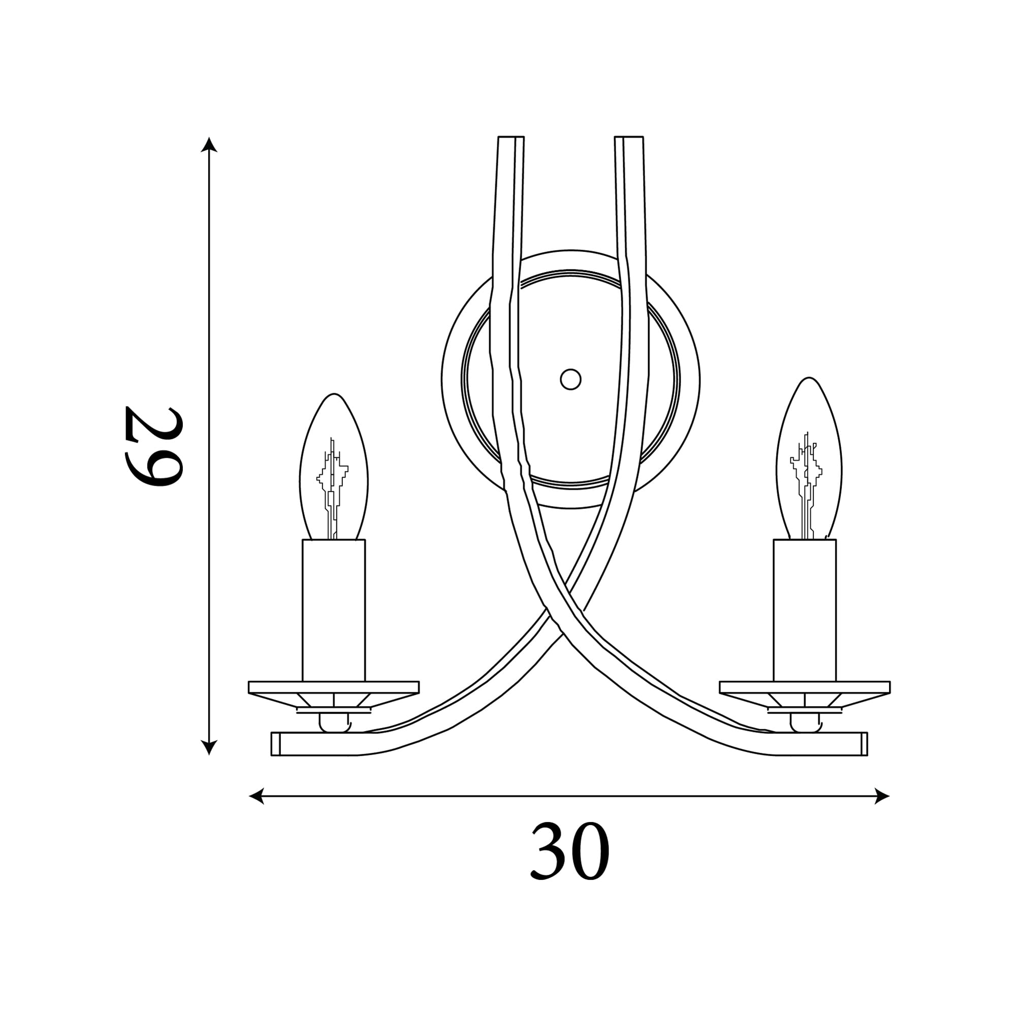 Ascona 2Lt Wall Light, Satin Brass Metal & Glass