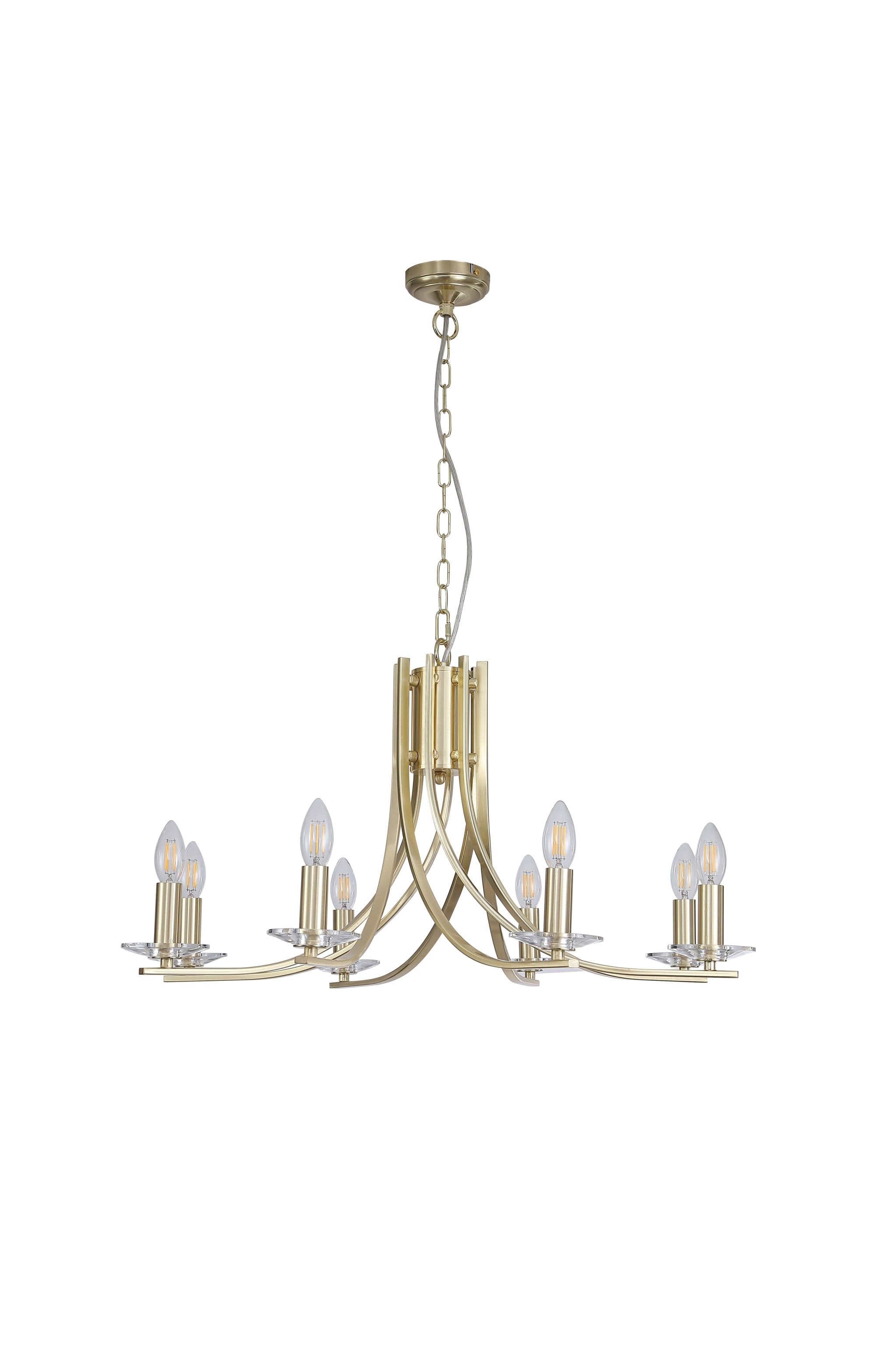 Ascona 8Lt Pendant, Satin Brass Metal & Glass