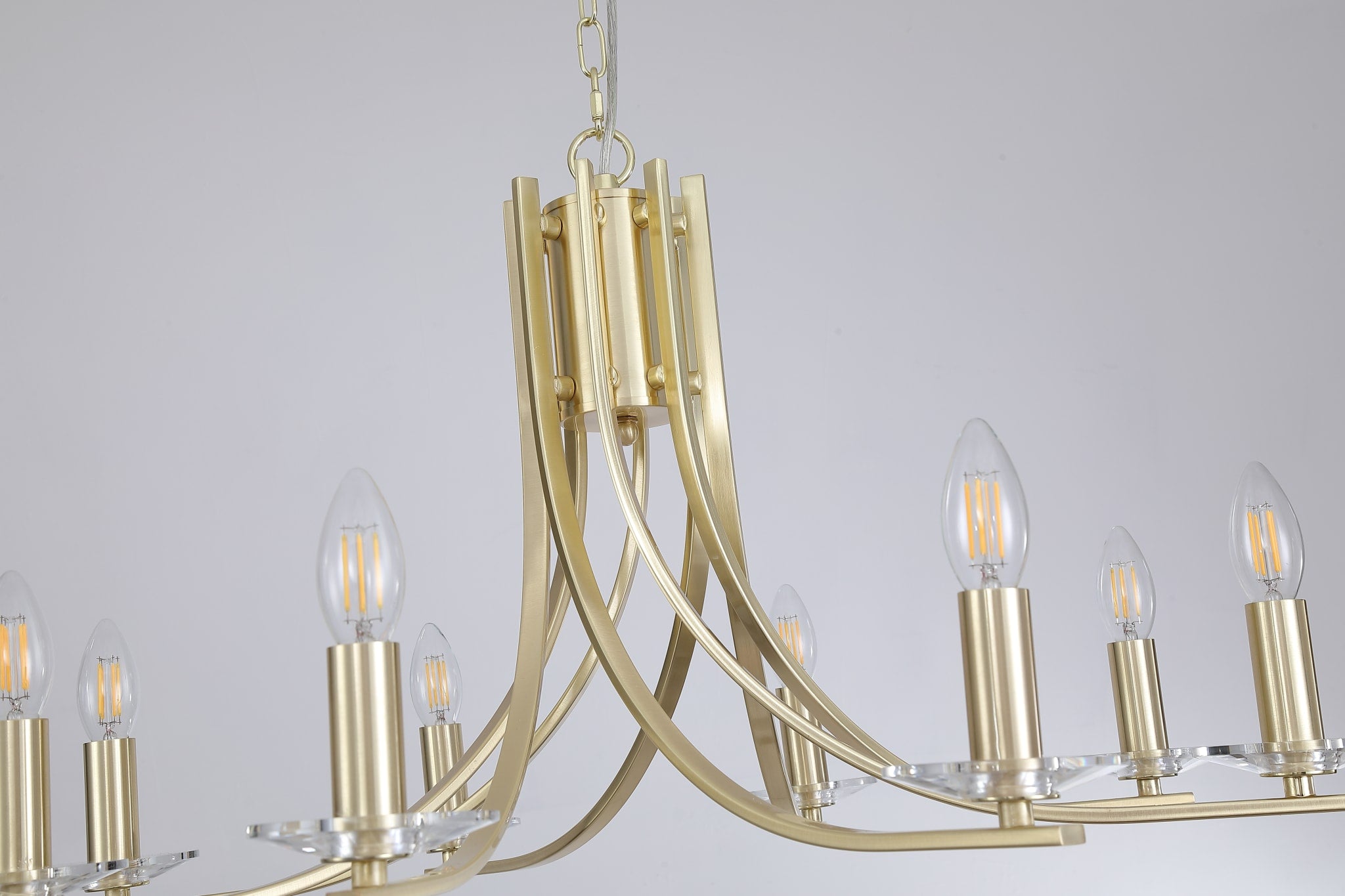 Ascona 8Lt Pendant, Satin Brass Metal & Glass