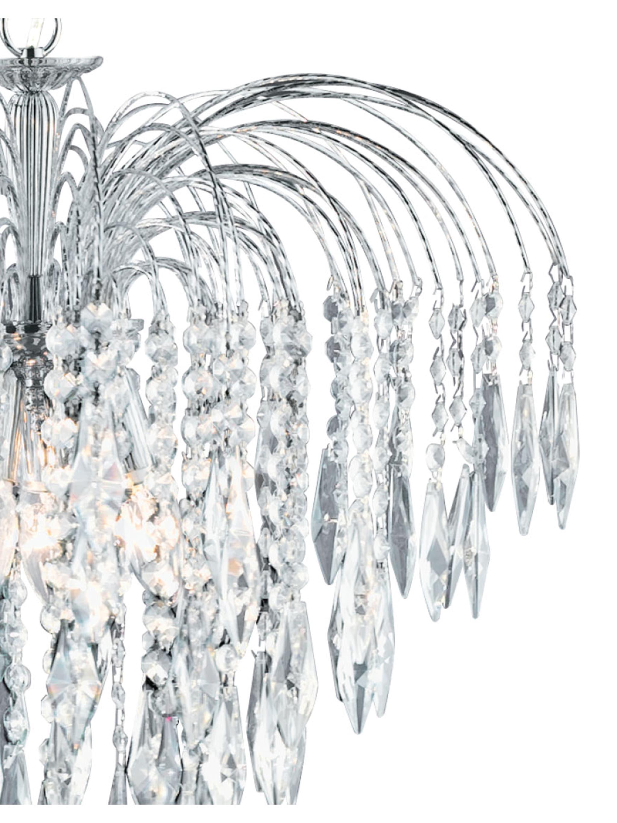 Waterfall 5Lt Pendant  - Chrome Metal & Crystal