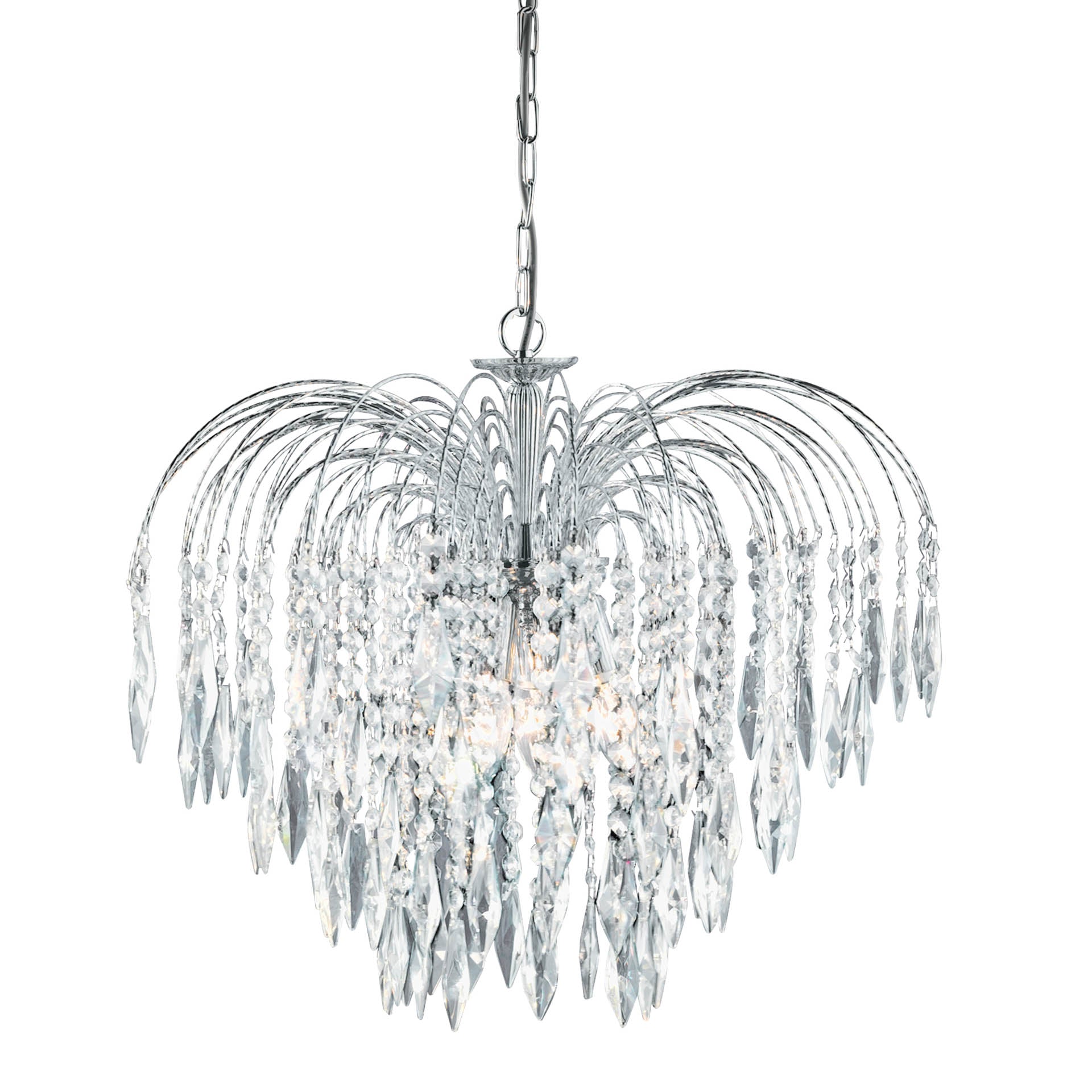 Waterfall Pendant - Metal & Crystal Chrome / 5