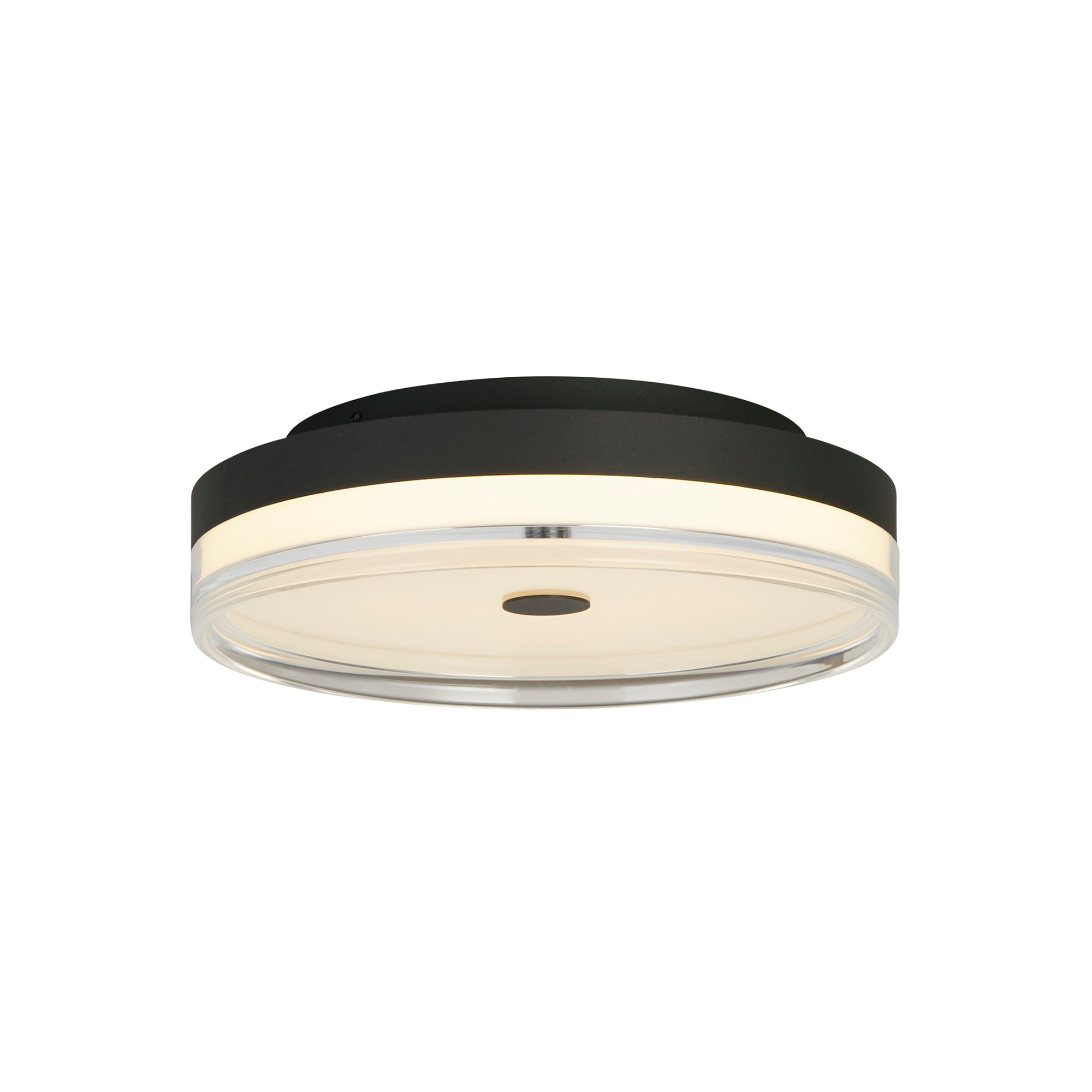 Cyprus LED Flush, Black Metal and Clear Acrylic