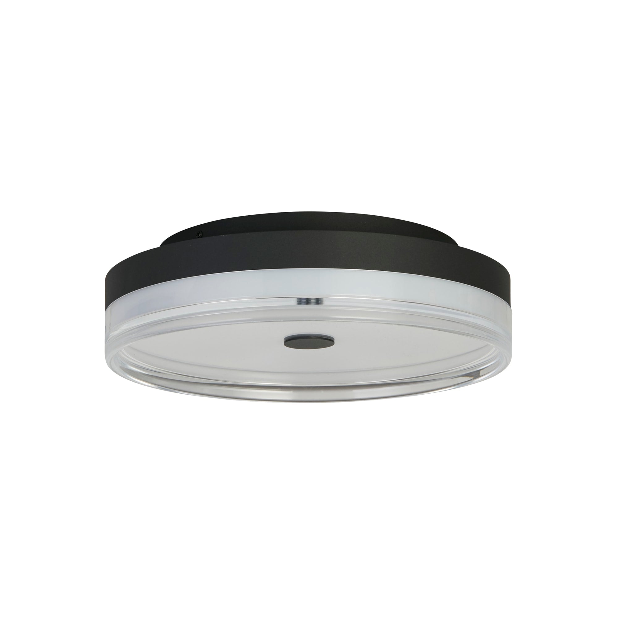 Cyprus LED Flush, Black Metal and Clear Acrylic