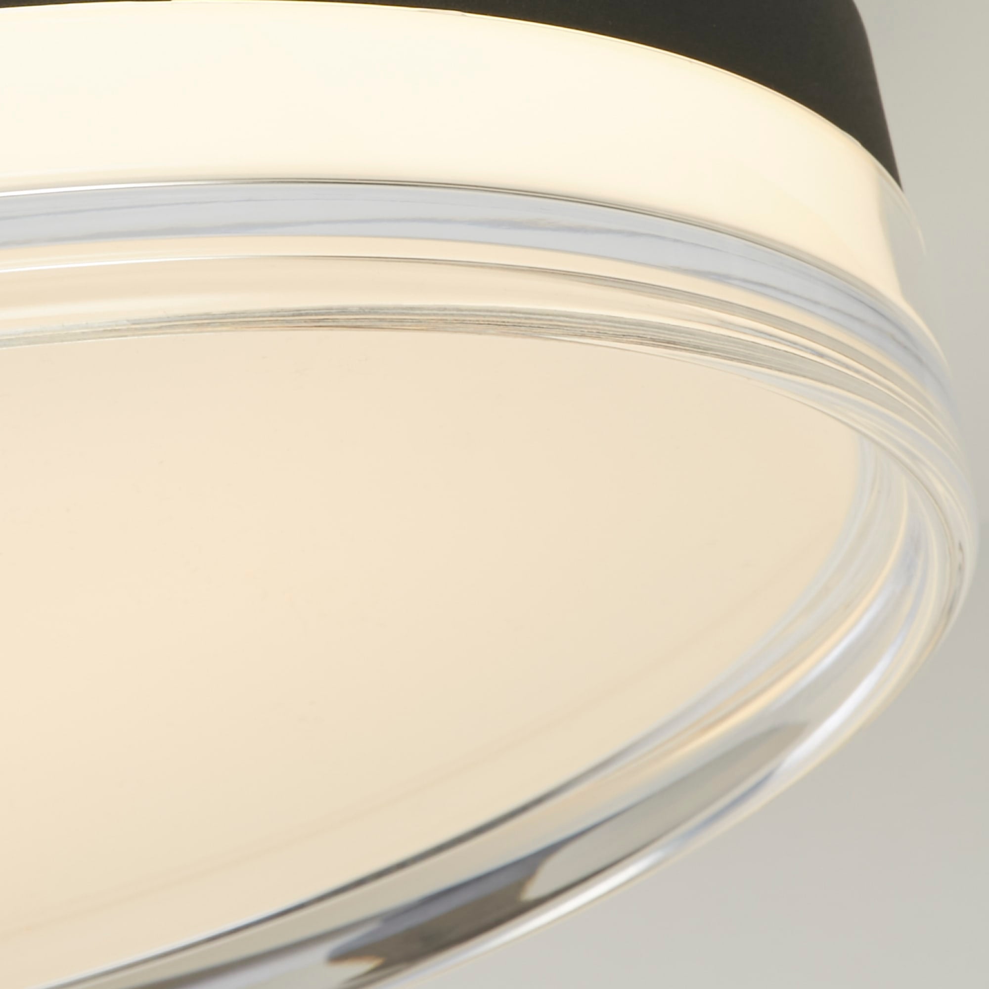Cyprus LED Flush, Black Metal and Clear Acrylic