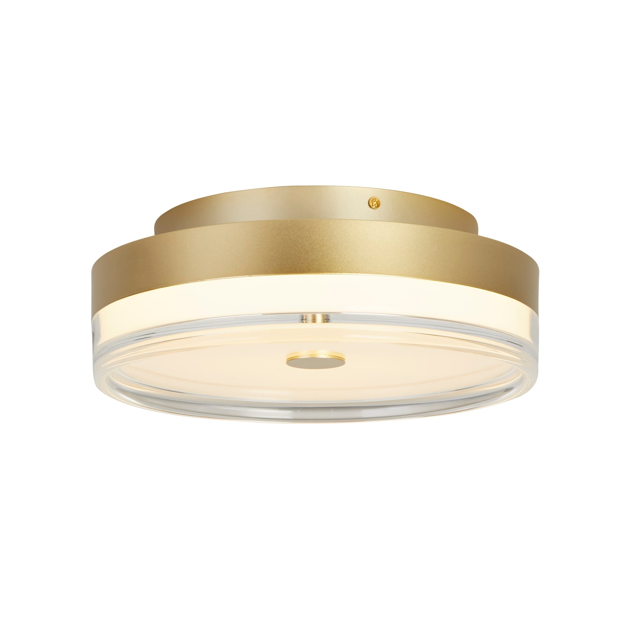 Cyprus LED Flush, Gold Metal and Clear Acrylic