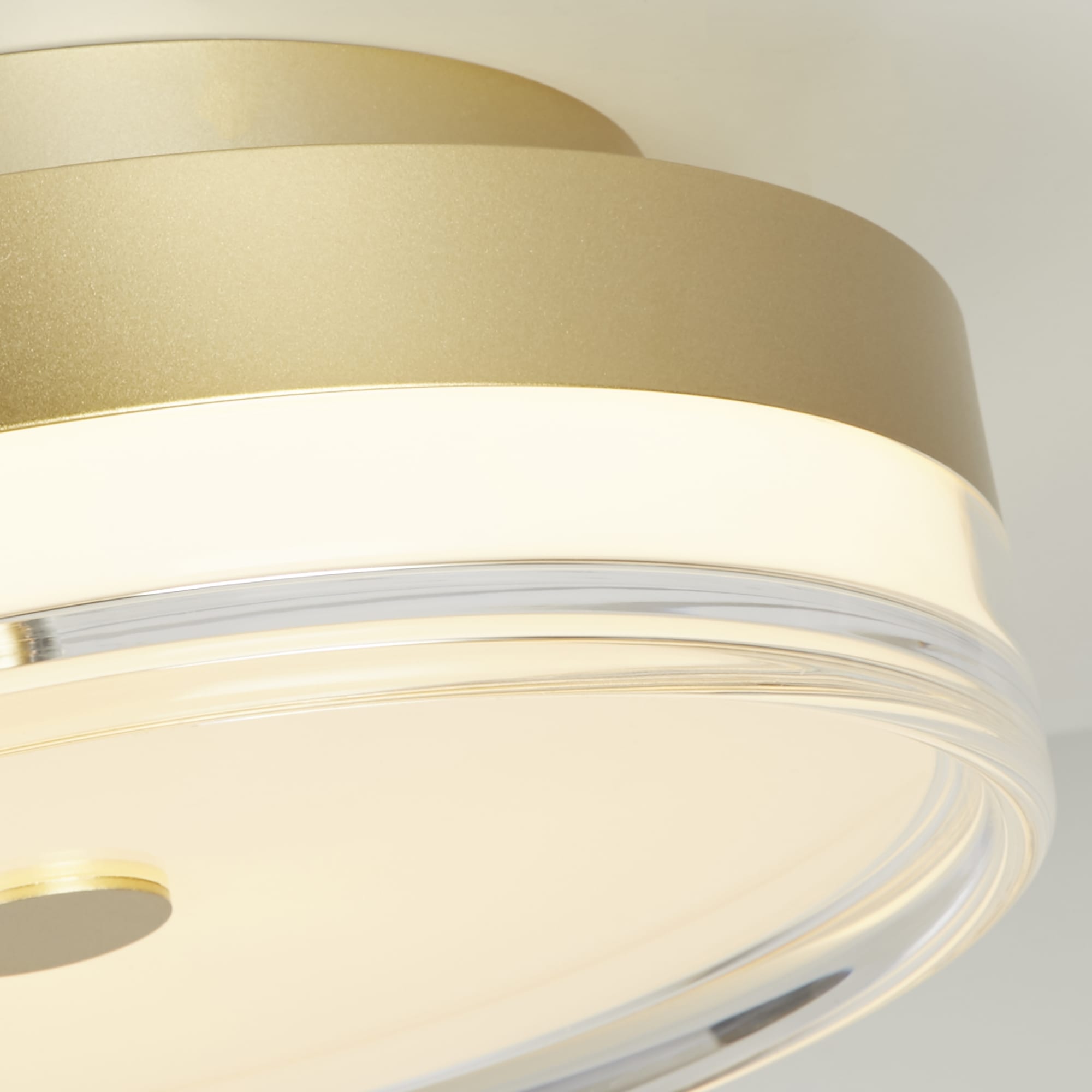 Cyprus LED Flush, Gold Metal and Clear Acrylic