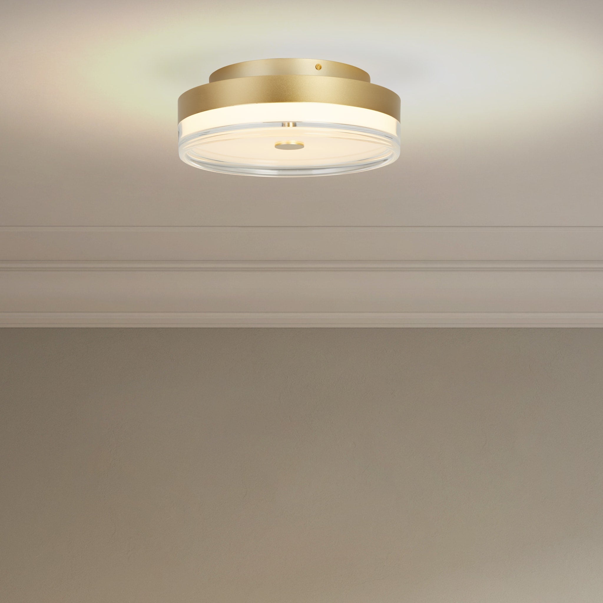 Cyprus LED Flush, Gold Metal and Clear Acrylic