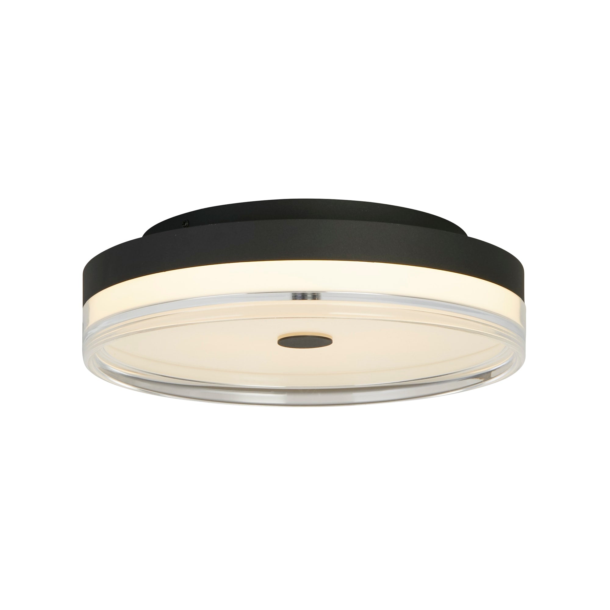 Cyprus LED Flush, Black Metal and Clear Acrylic