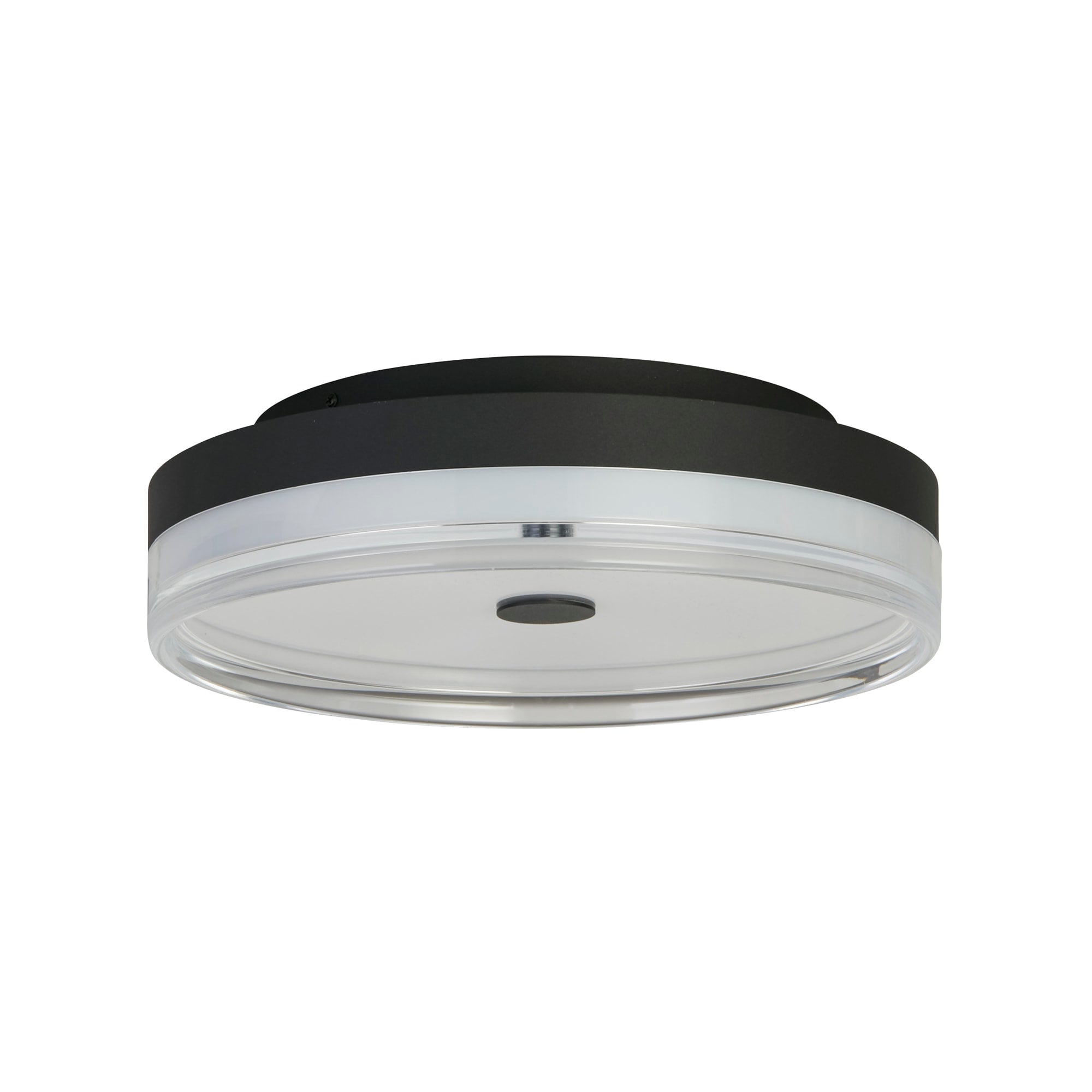 Cyprus LED Flush, Black Metal and Clear Acrylic