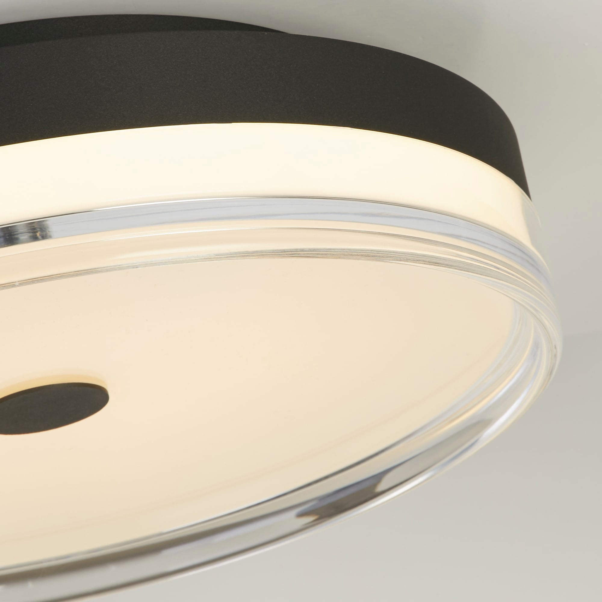 Cyprus LED Flush, Black Metal and Clear Acrylic