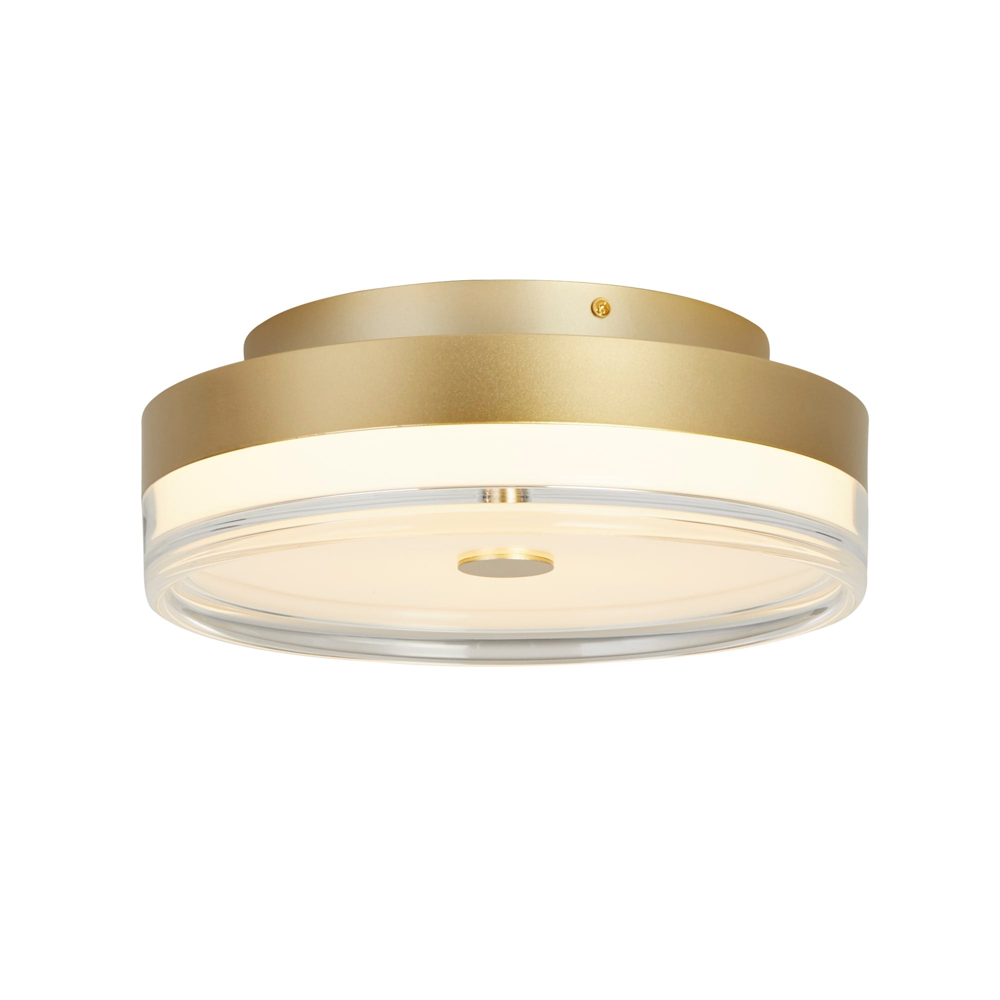 Cyprus LED Flush, Gold Metal and Clear Acrylic