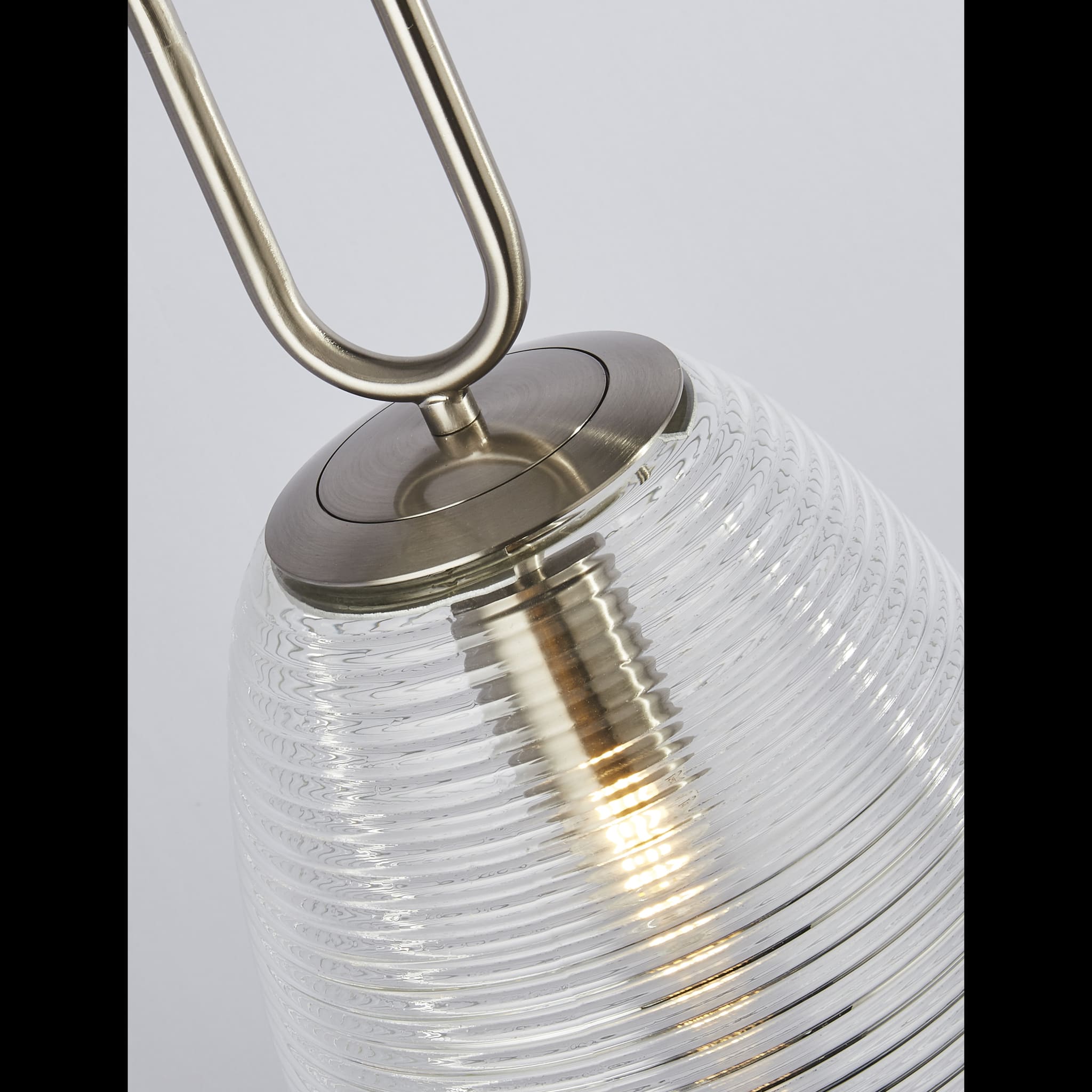 Elixir Pendant - Satin Nickel Metal & Ribbed Glass