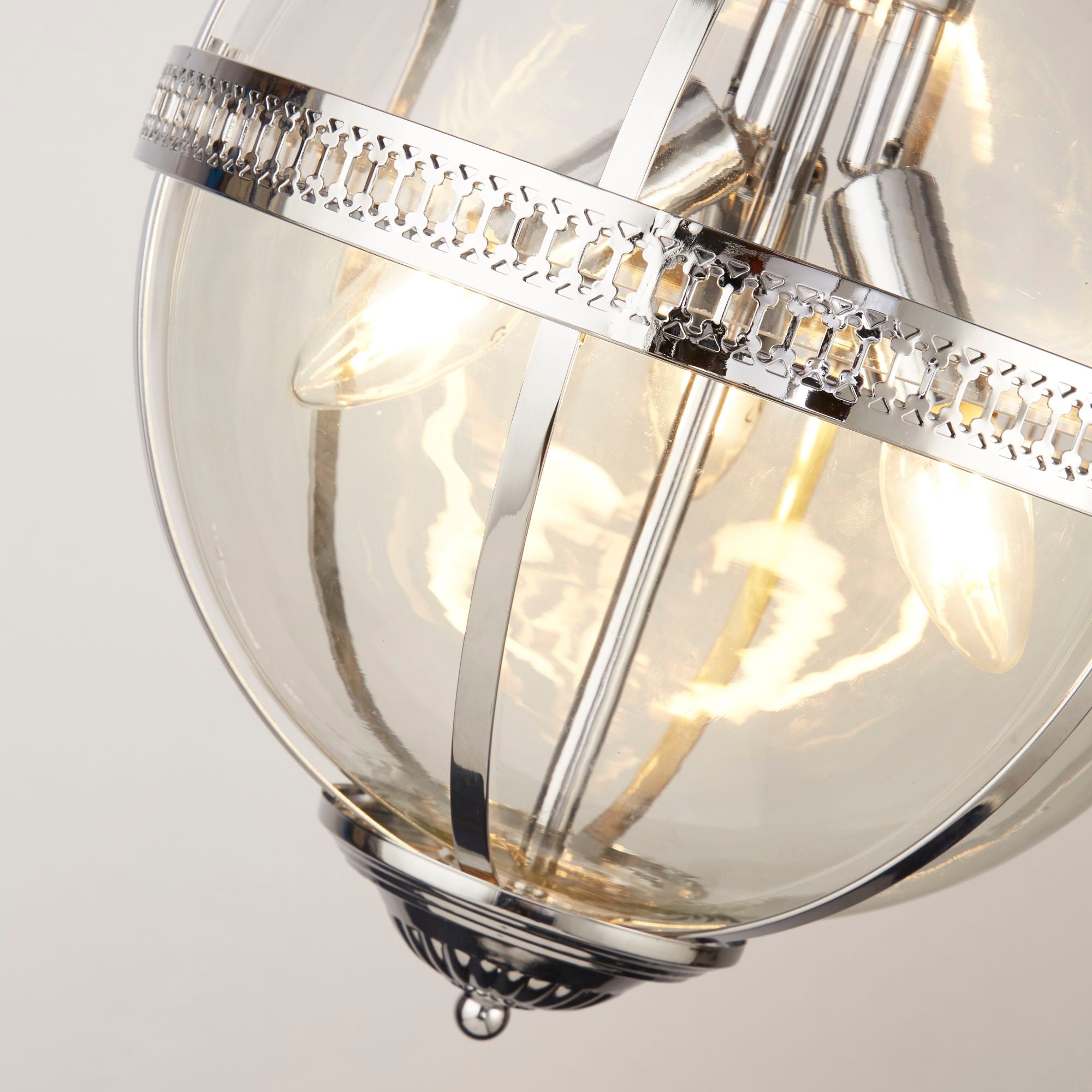 Coronet 3Lt Pendant - Chrome Metal & Glass Chrome