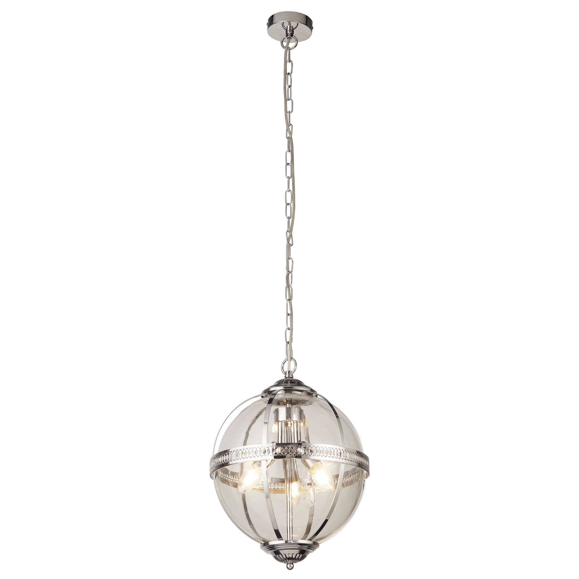 Coronet 3Lt Pendant - Chrome Metal & Glass Chrome