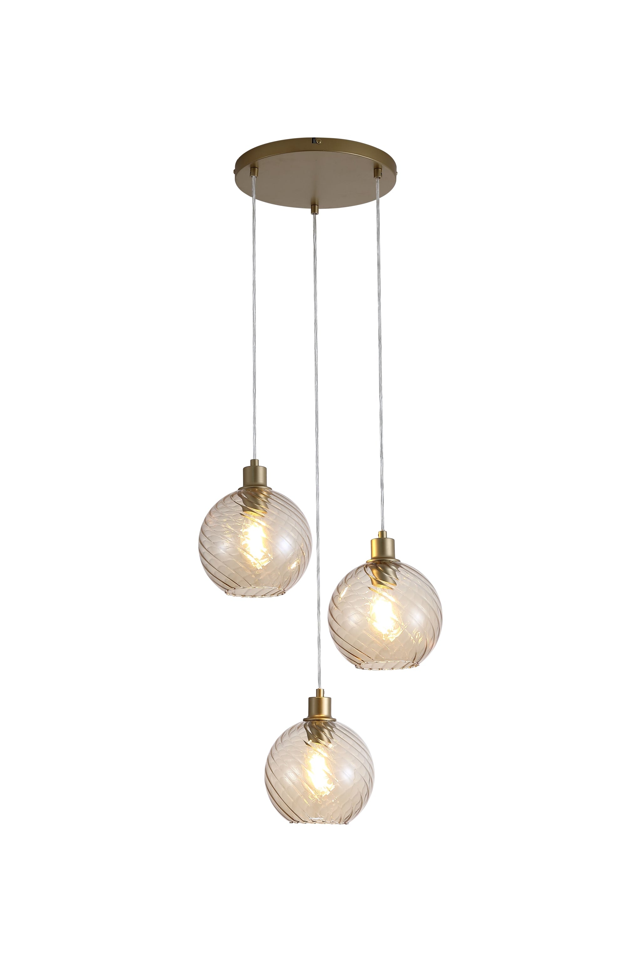 Radiance 3Lt  Multi Drop Pendant, Gold Metal and Champagne G