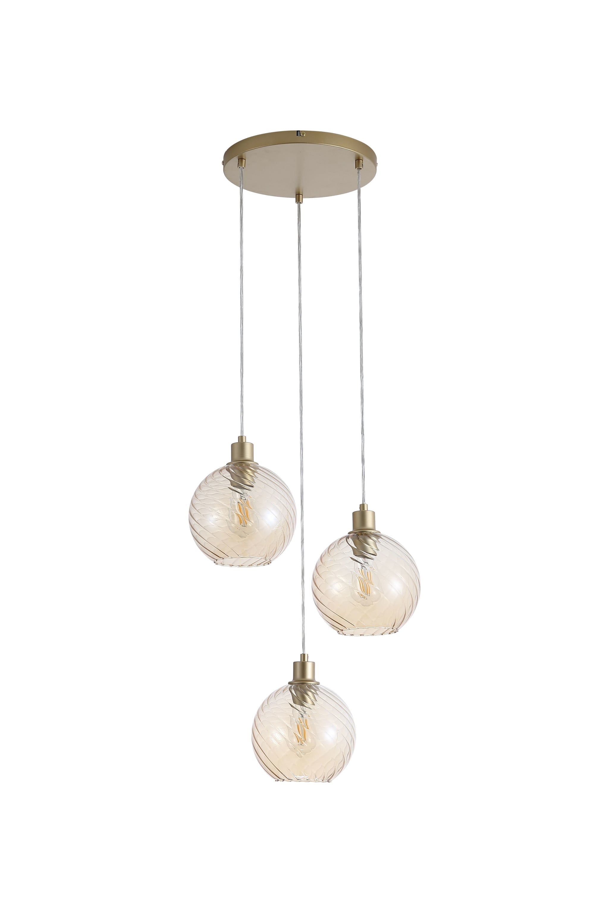 Radiance 3Lt  Multi Drop Pendant, Gold Metal and Champagne G
