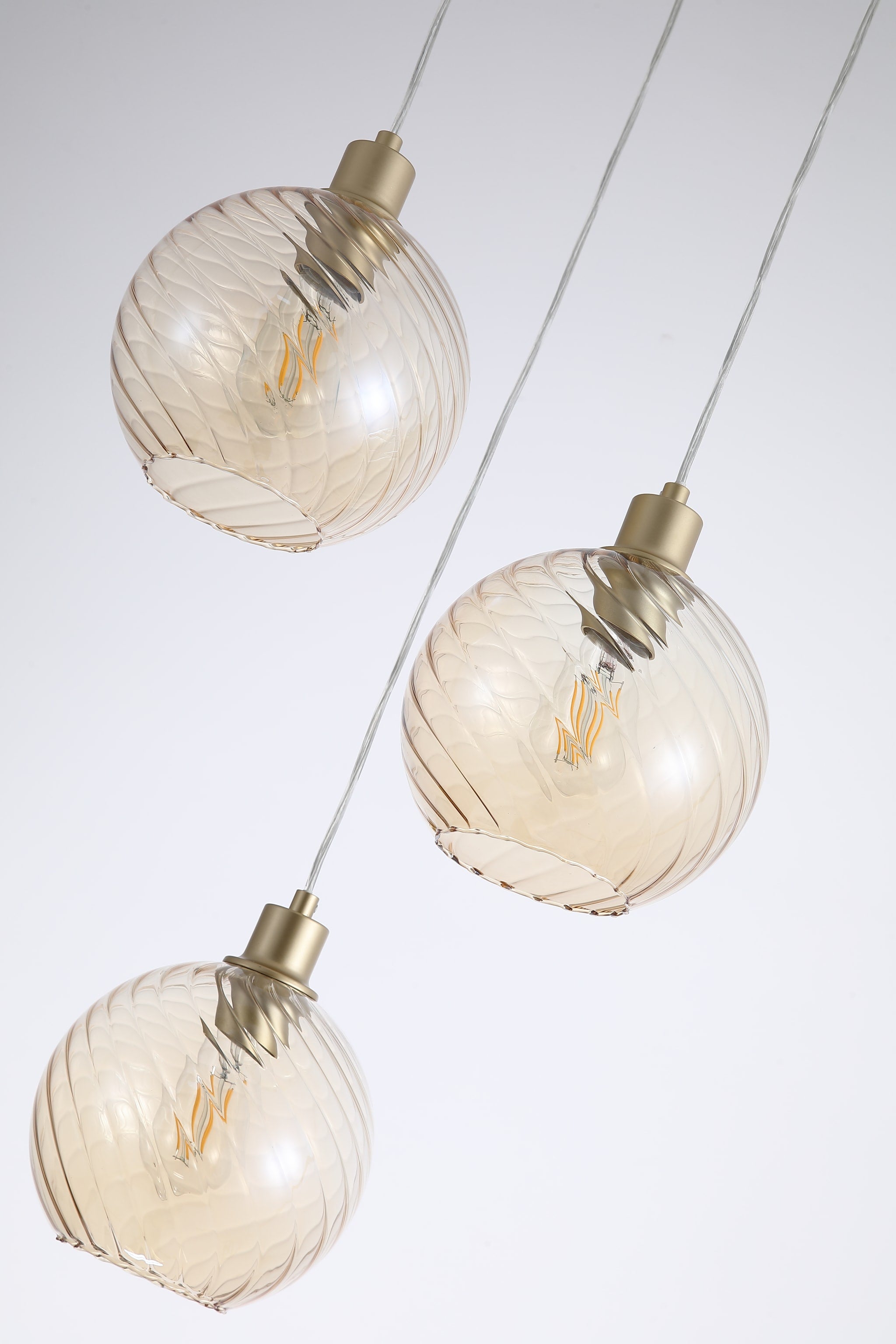 Radiance 3Lt  Multi Drop Pendant, Gold Metal and Champagne G