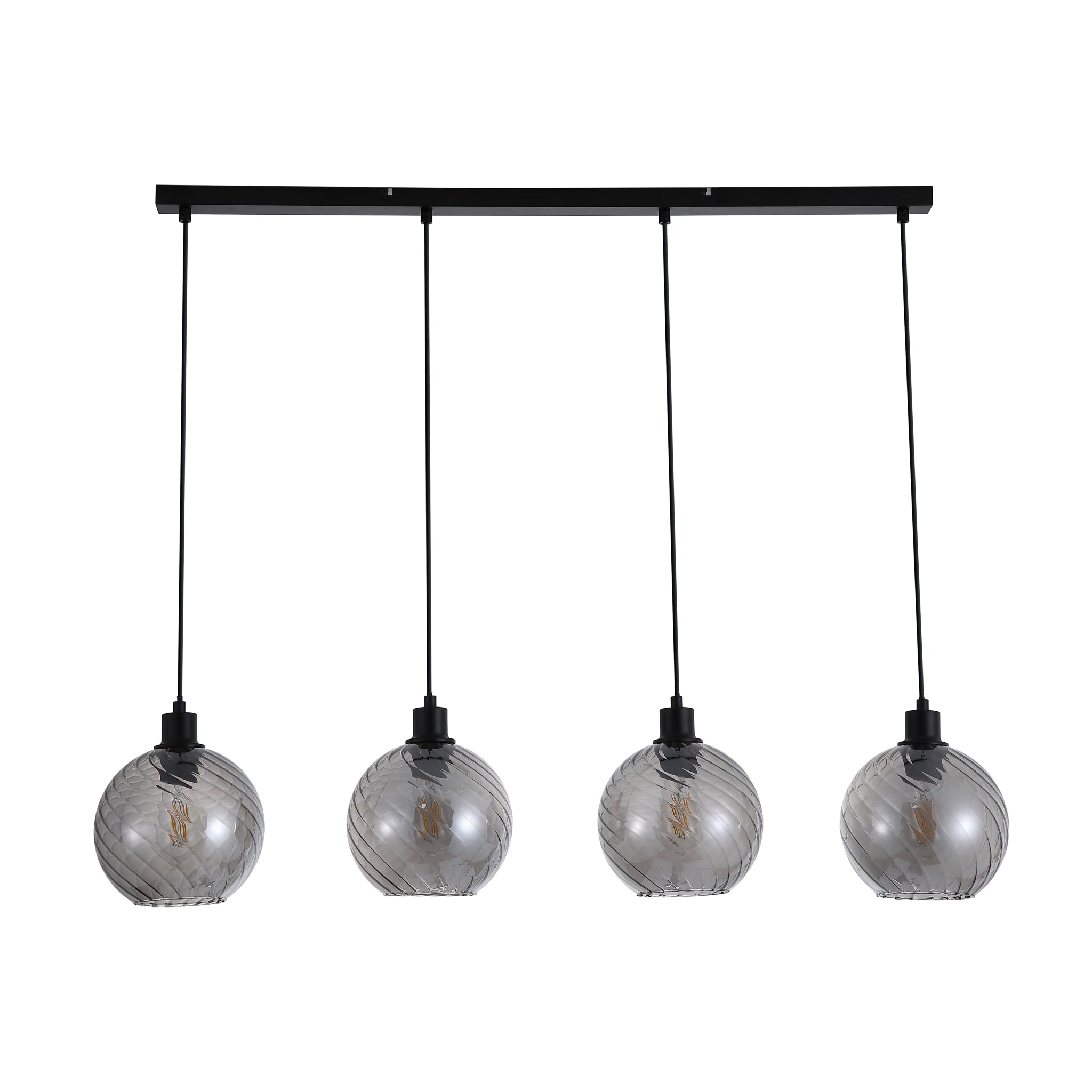 Radiance 4Lt Bar Pendant, Black Metal and Smoked Glass