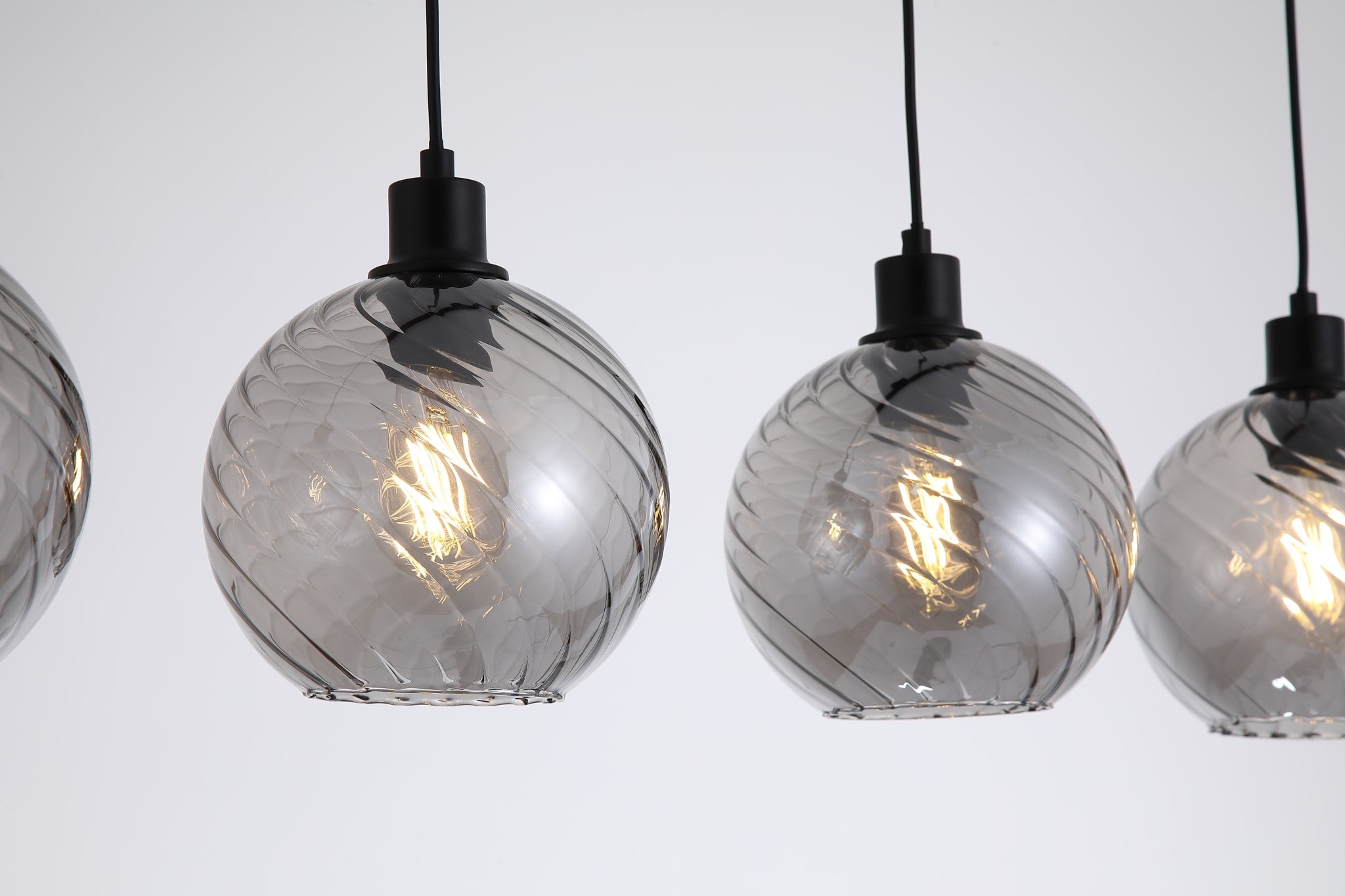 Radiance 4Lt Bar Pendant, Black Metal and Smoked Glass