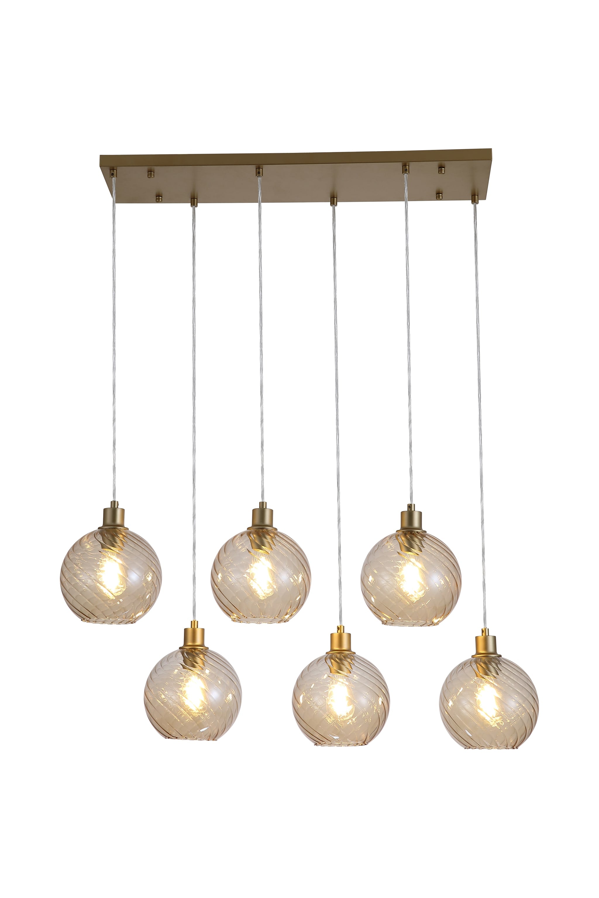 Radiance 6Lt Bar Pendant, Gold Metal and Champagne Glass