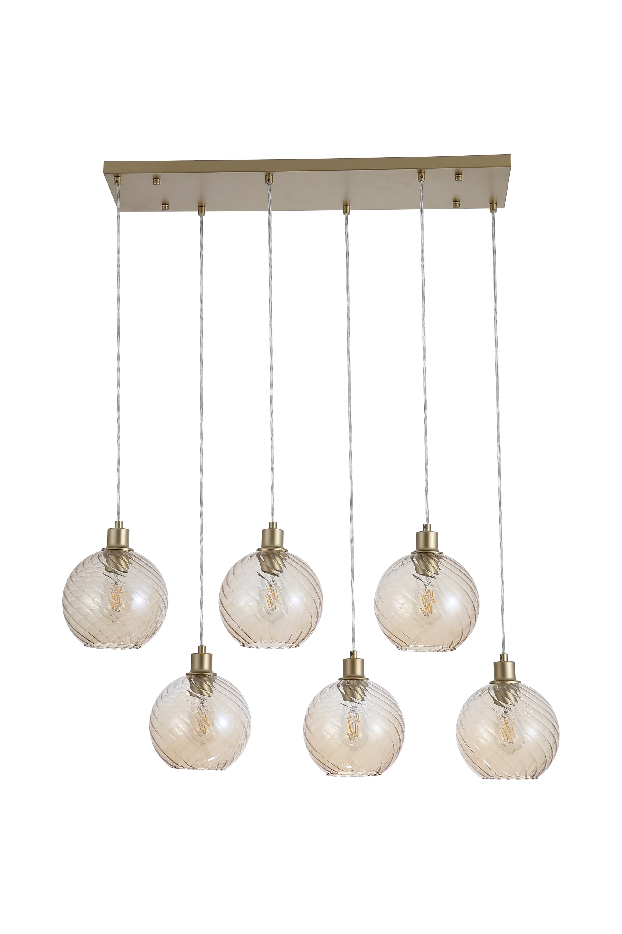 Radiance 6Lt Bar Pendant, Gold Metal and Champagne Glass
