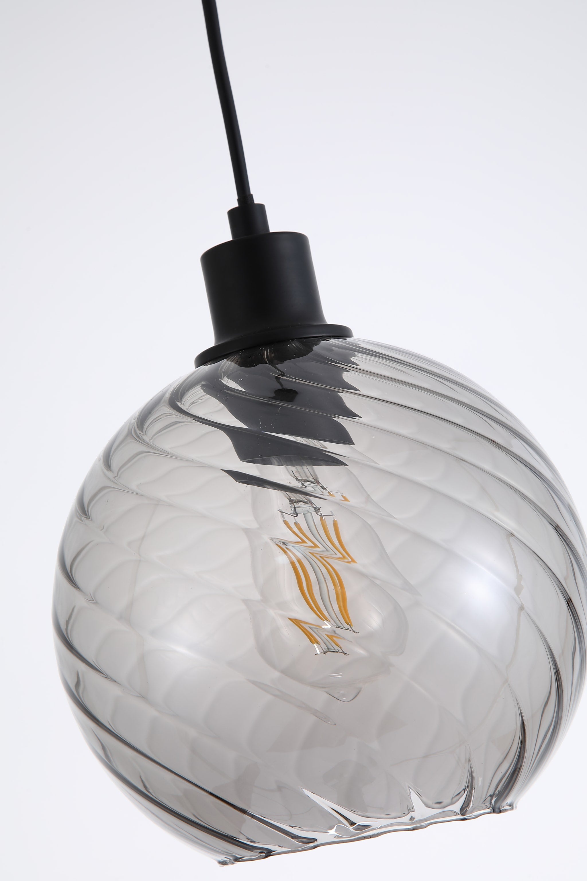 Radiance 1Lt Pendant, Black Metal and Smoked Glass