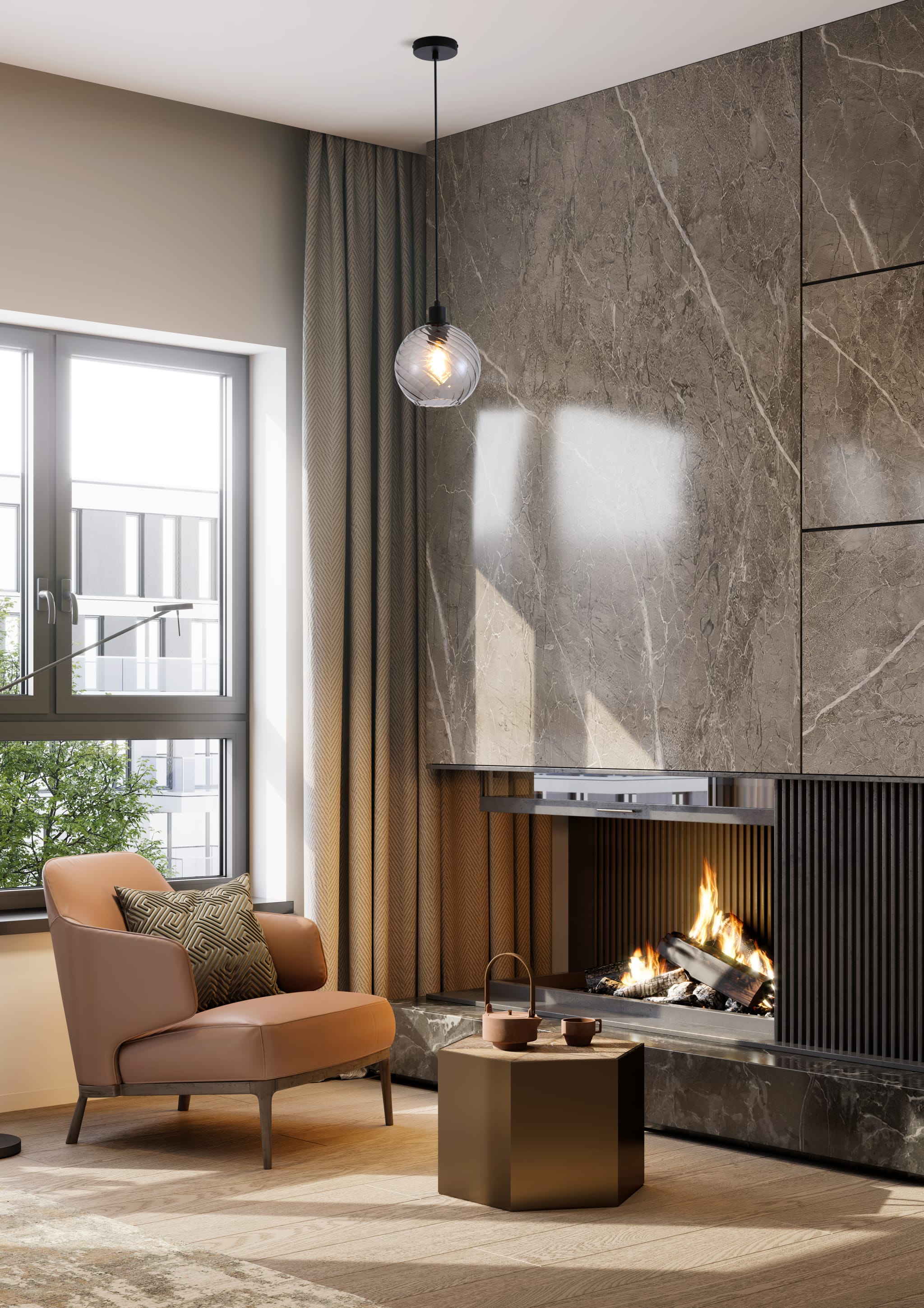 Radiance 1Lt Pendant, Black Metal and Smoked Glass