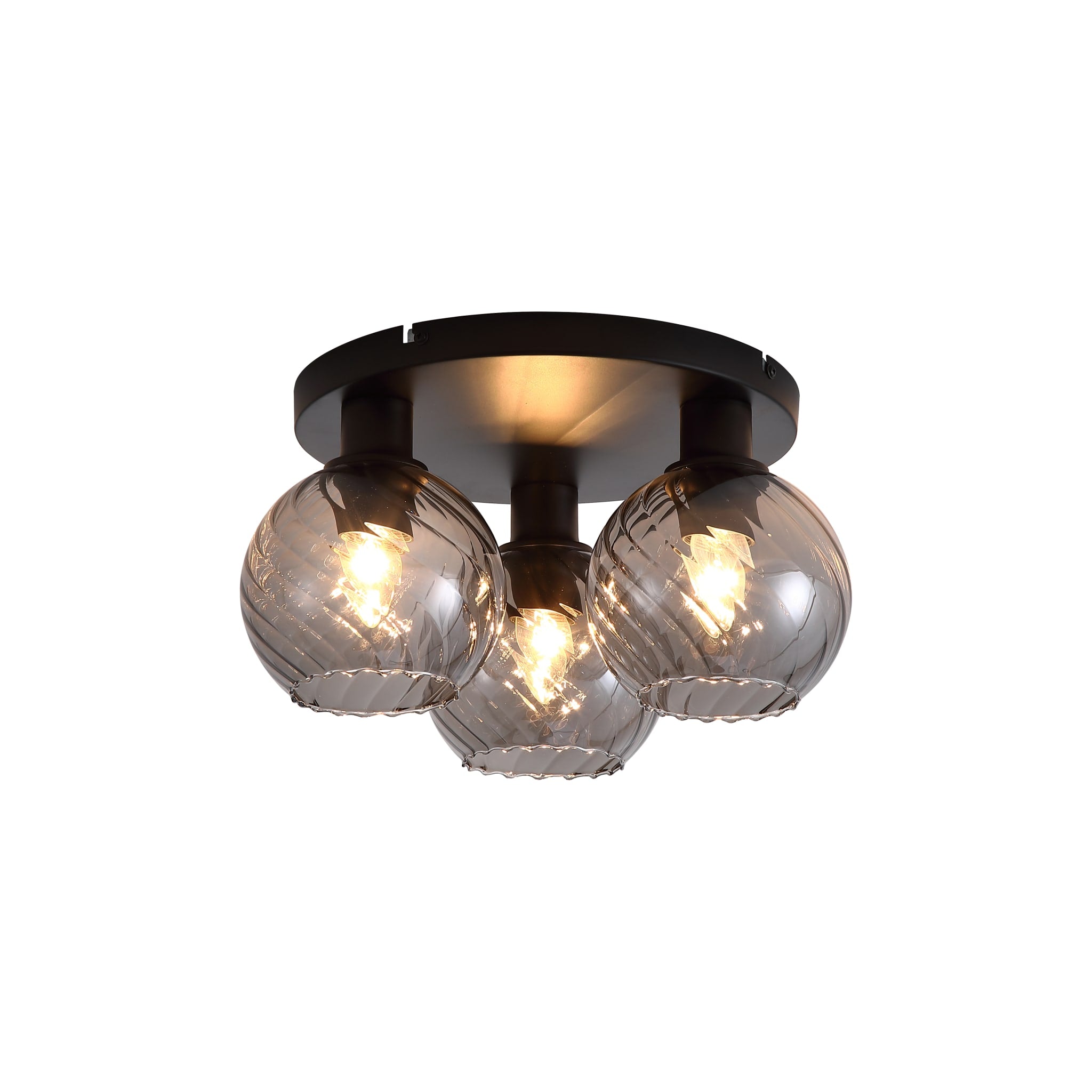 Radiance 3Lt Flush, Black Metal and Smoked Glass