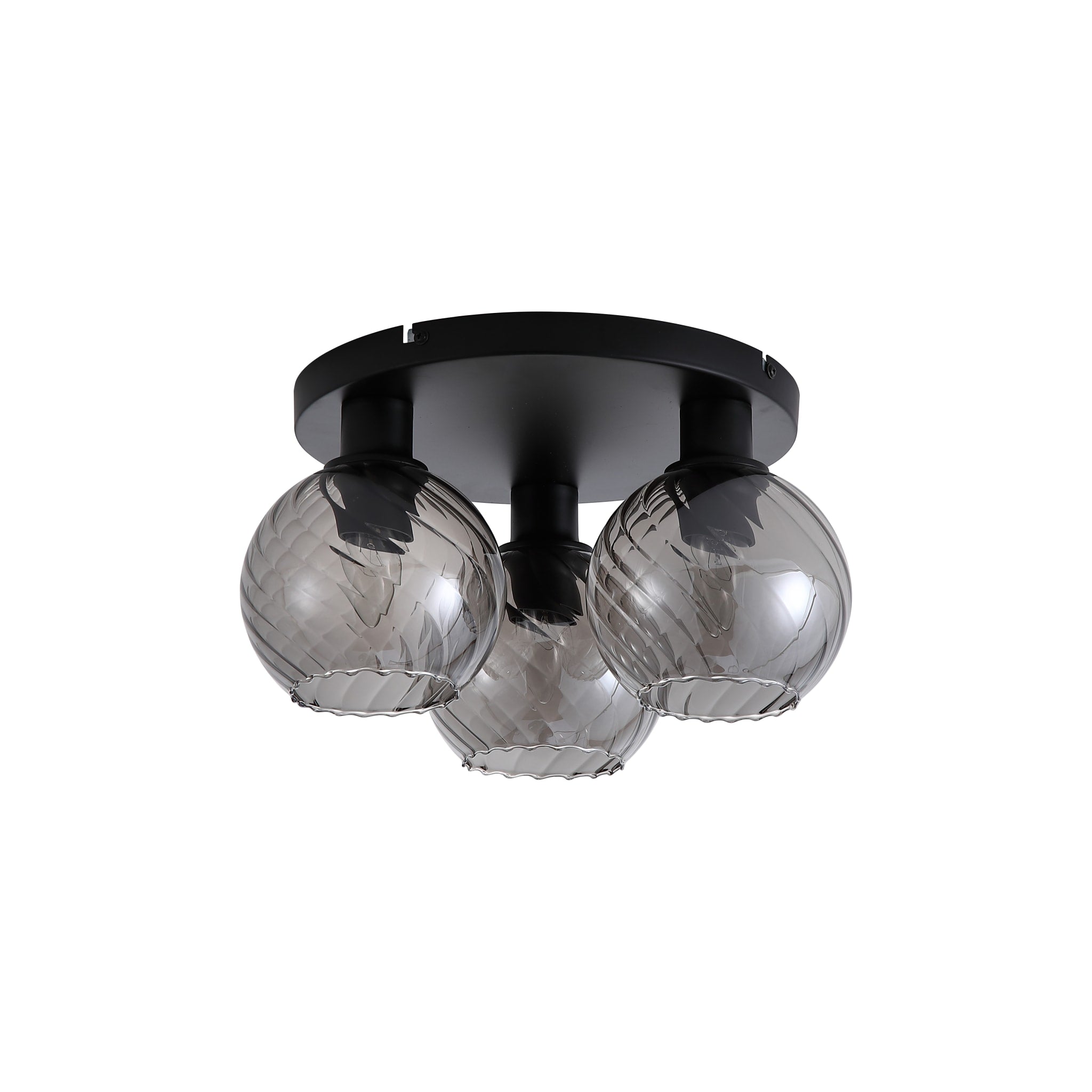 Radiance 3Lt Flush, Black Metal and Smoked Glass