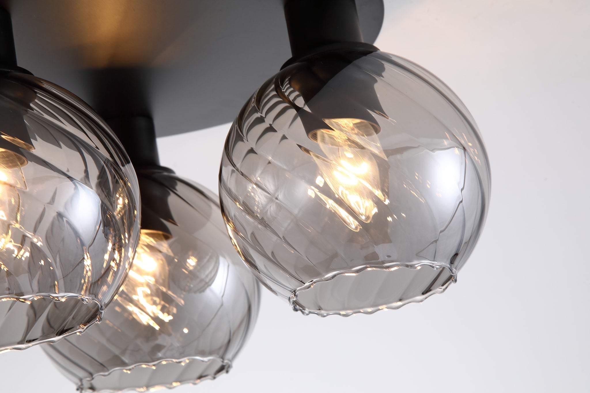 Radiance 3Lt Flush, Black Metal and Smoked Glass