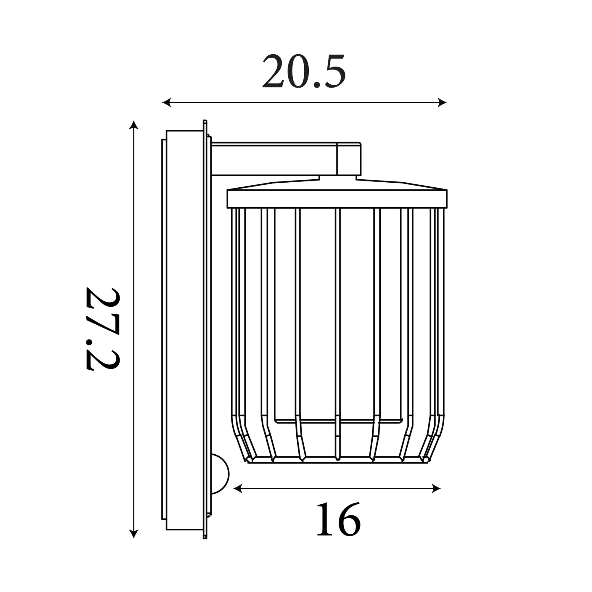 Reed 1Lt Wall Light with PIR , Black Metal and PC Shade