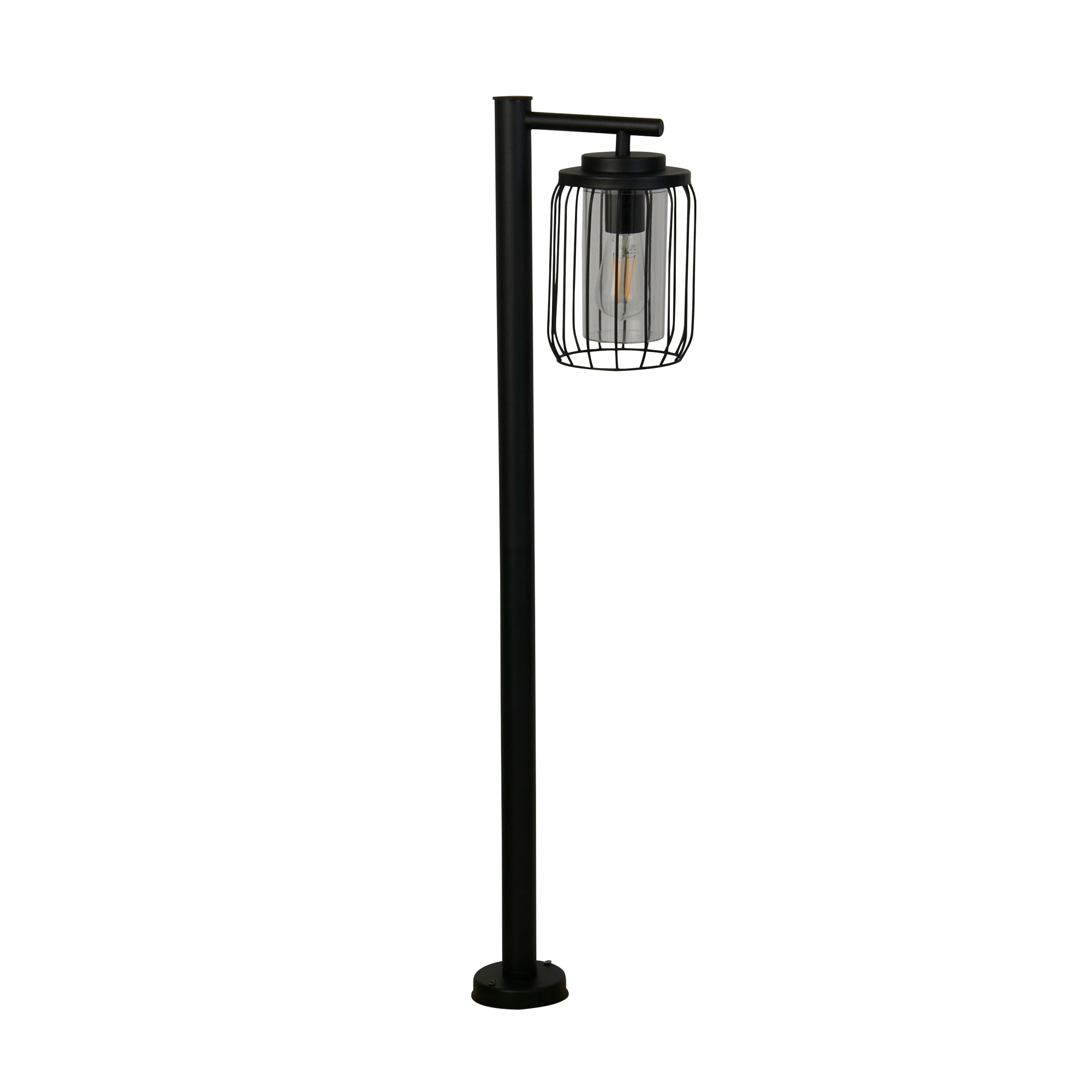 Reed 1Lt Post Light, Black Metal and PC Shade
