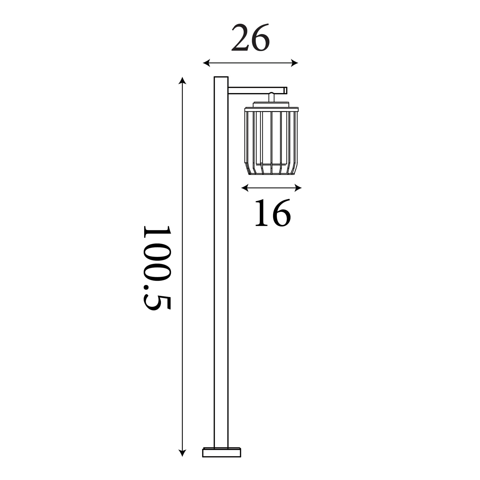 Reed 1Lt Post Light, Black Metal and PC Shade