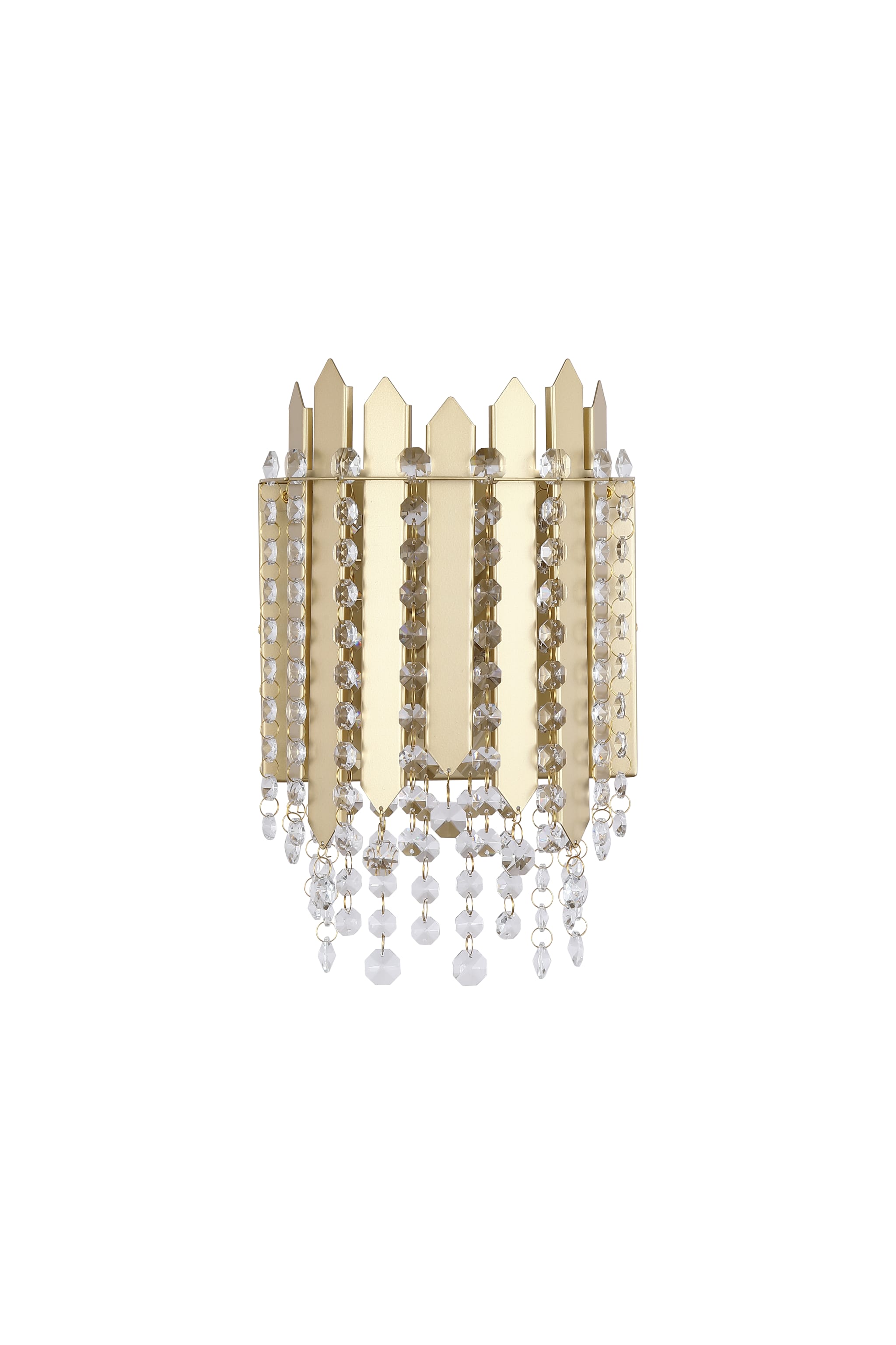 Spear 2Lt Wall Light, Gold Metal with Clear Crystal