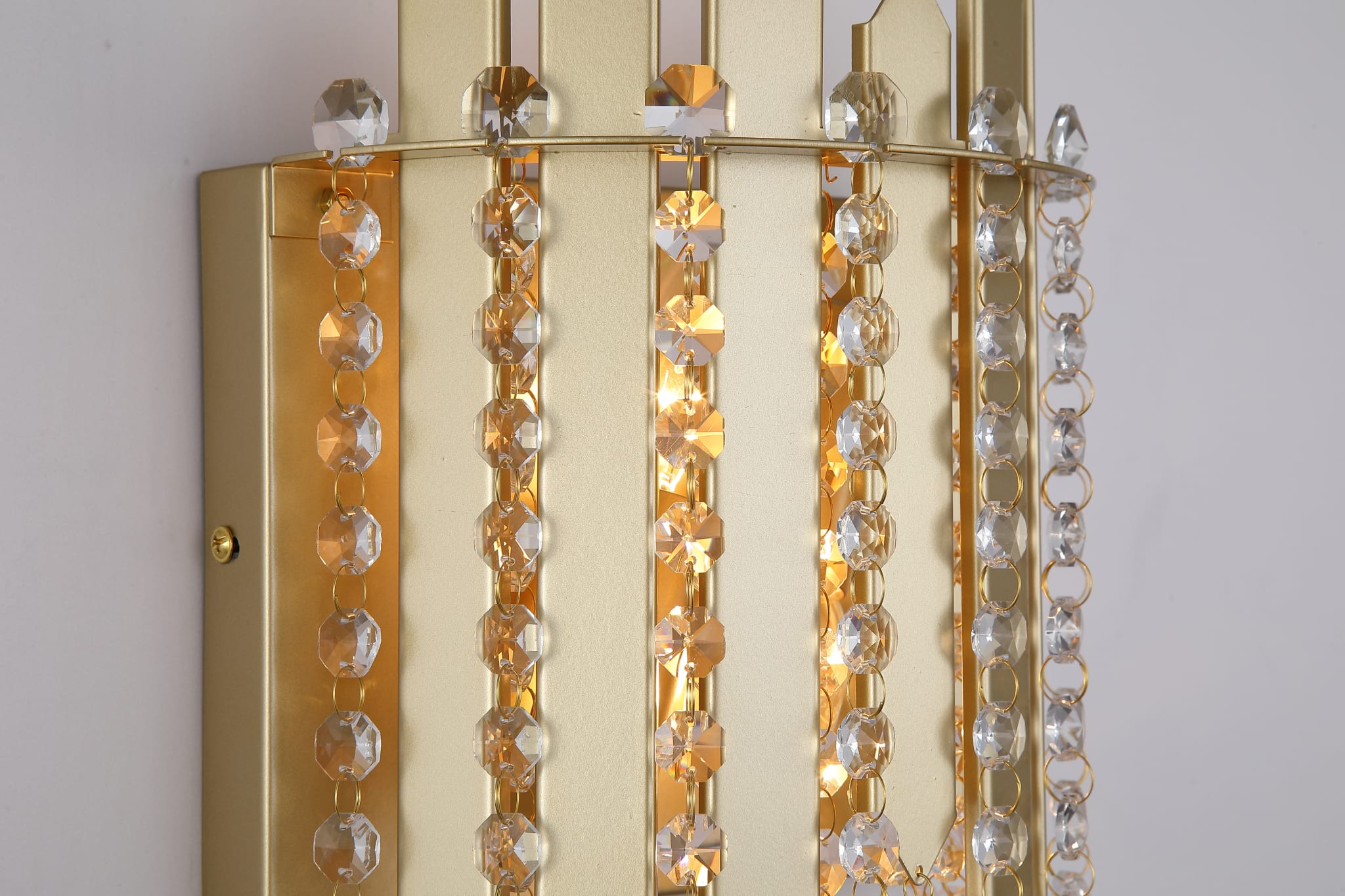 Spear 2Lt Wall Light, Gold Metal with Clear Crystal