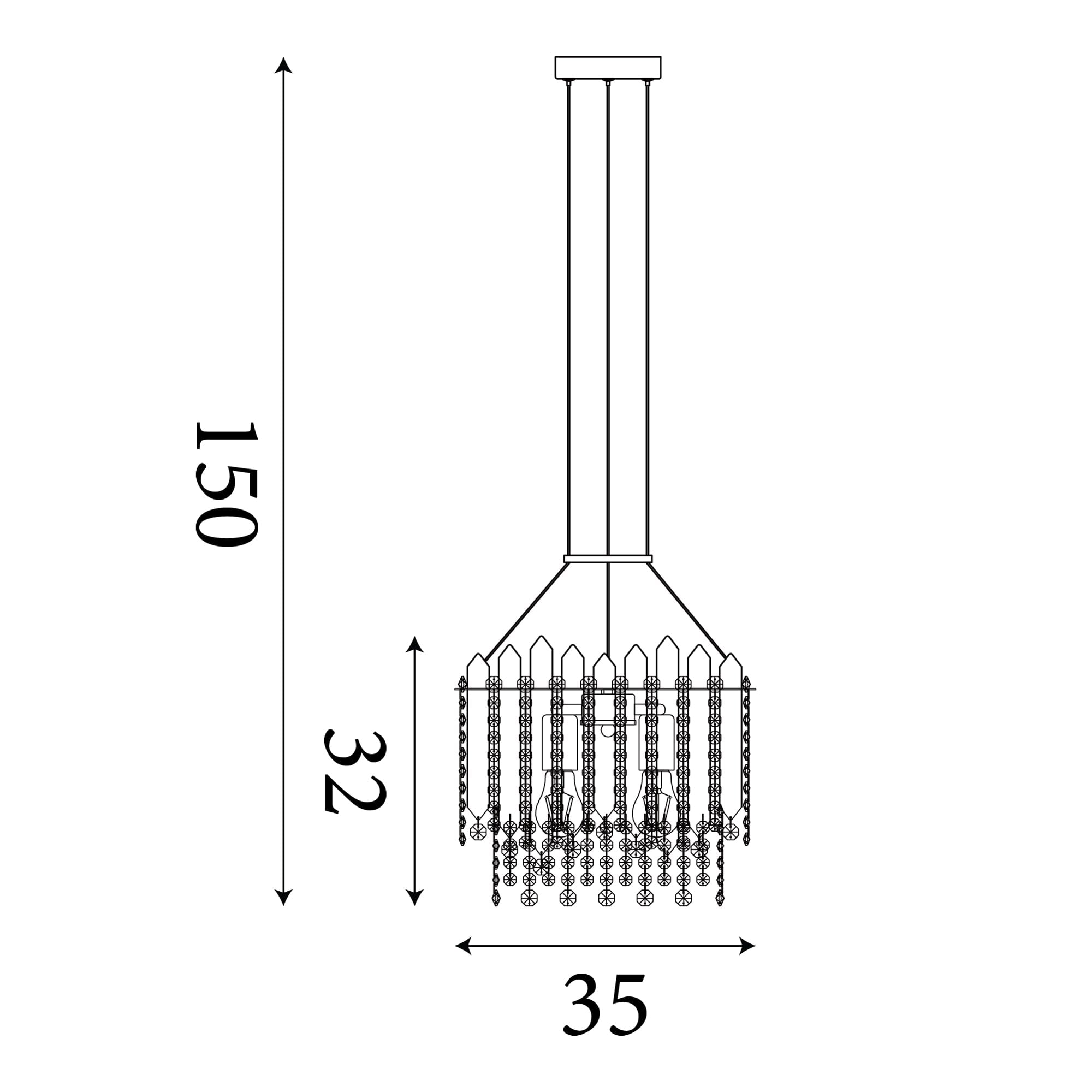 Spear 5Lt Pendant, Gold Metal with Clear Crystal