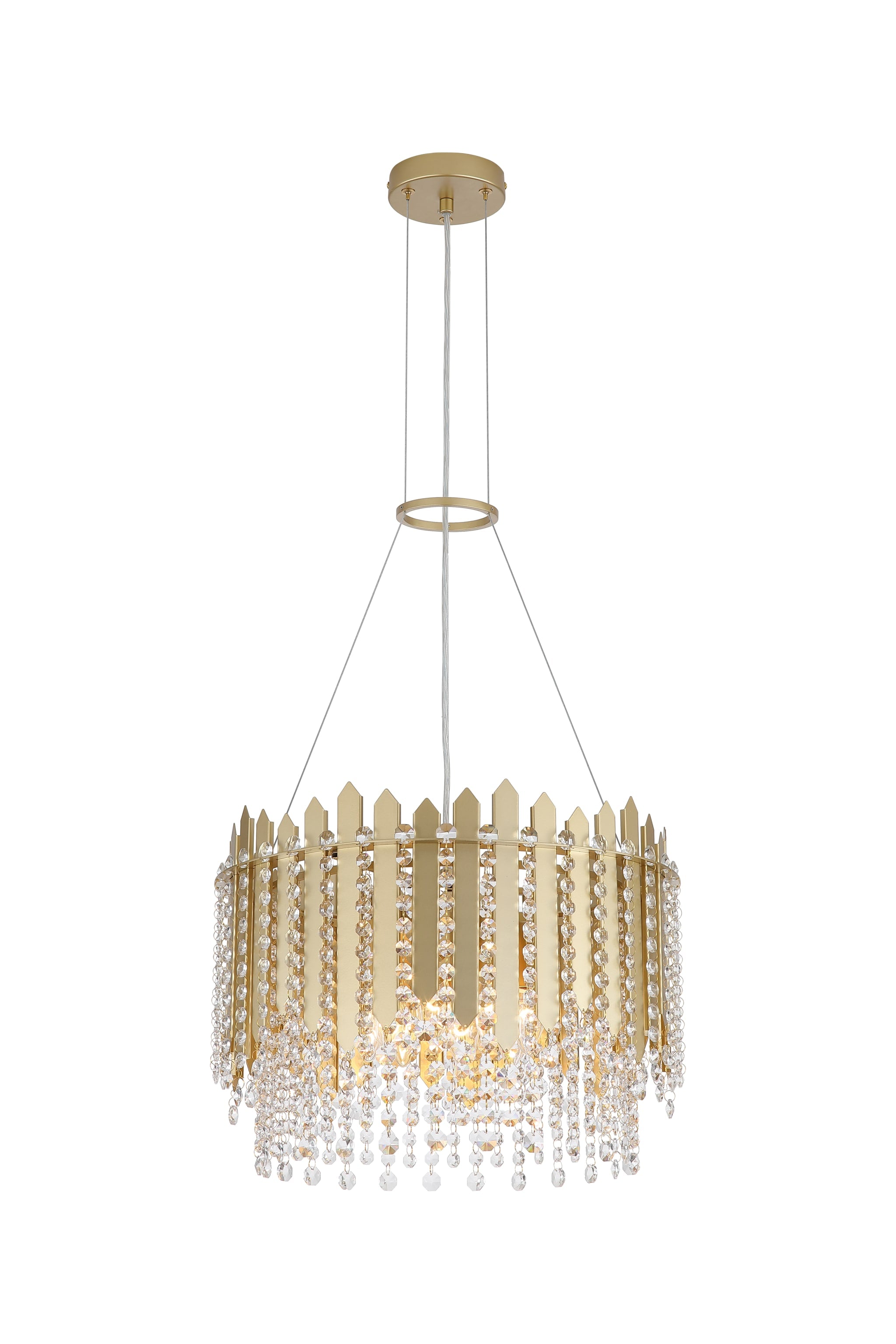 Spear 8Lt Pendant, Gold Metal with Clear Crystal