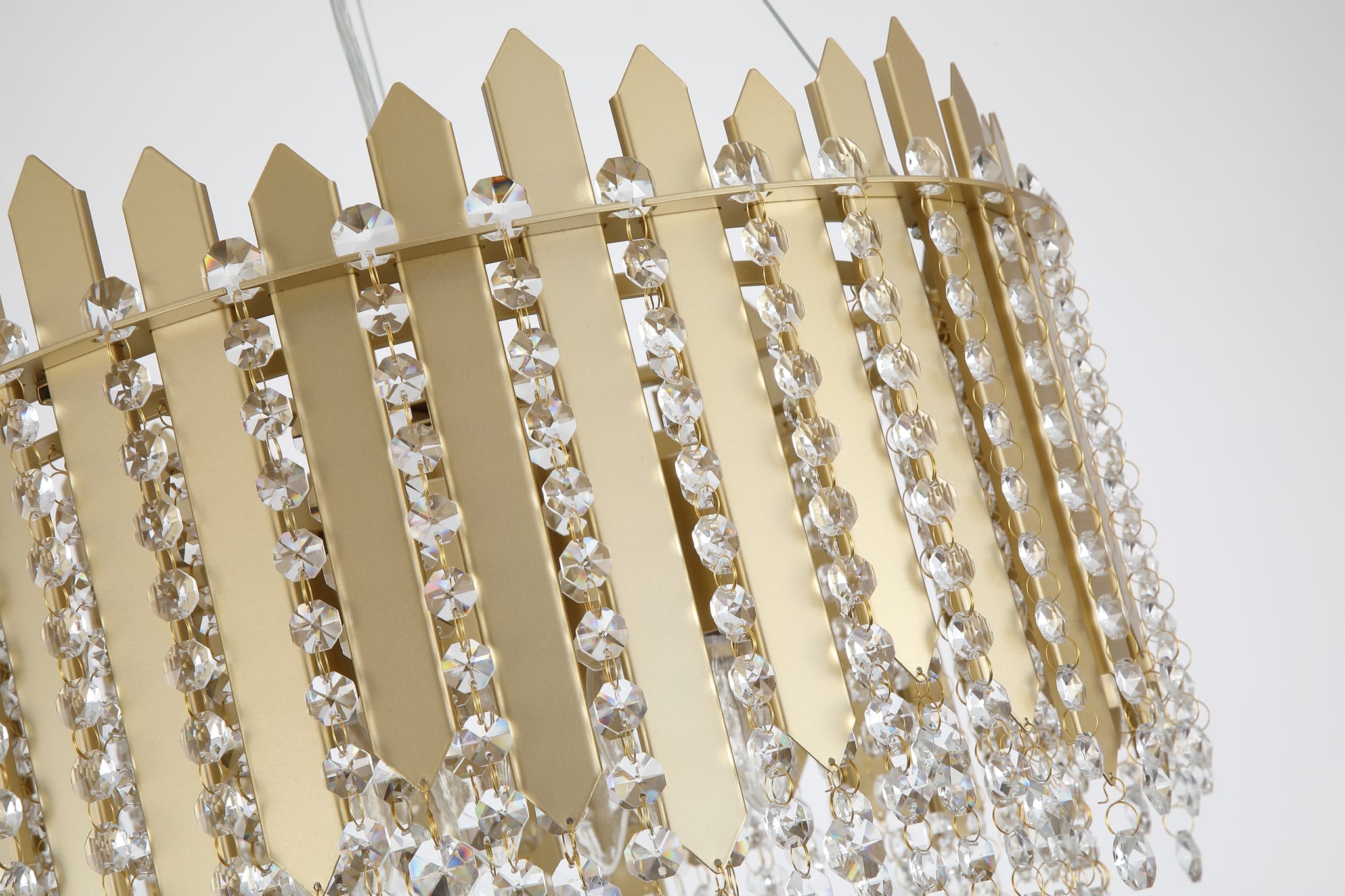 Spear 8Lt Pendant, Gold Metal with Clear Crystal