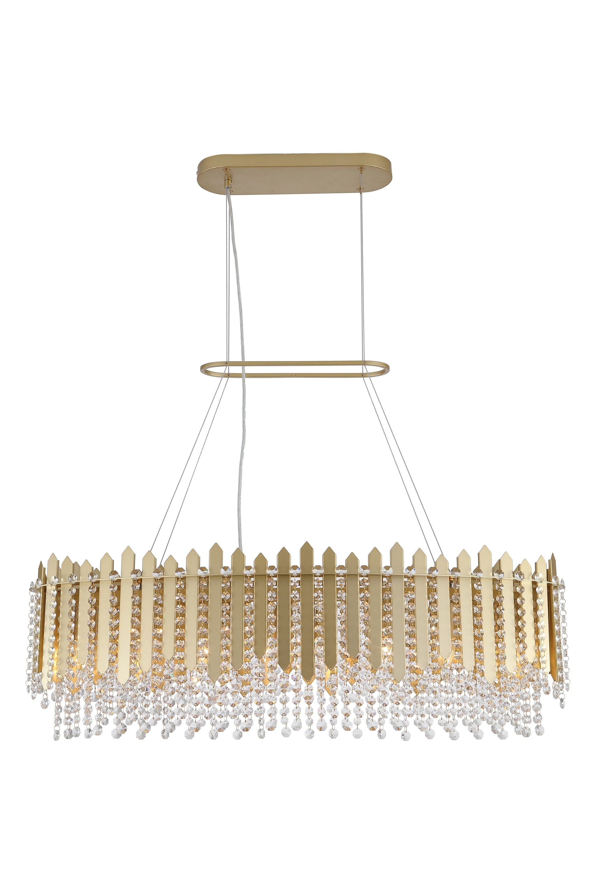 Spear 8Lt Diner Bar Pendant, Gold Metal with Clear Crystal