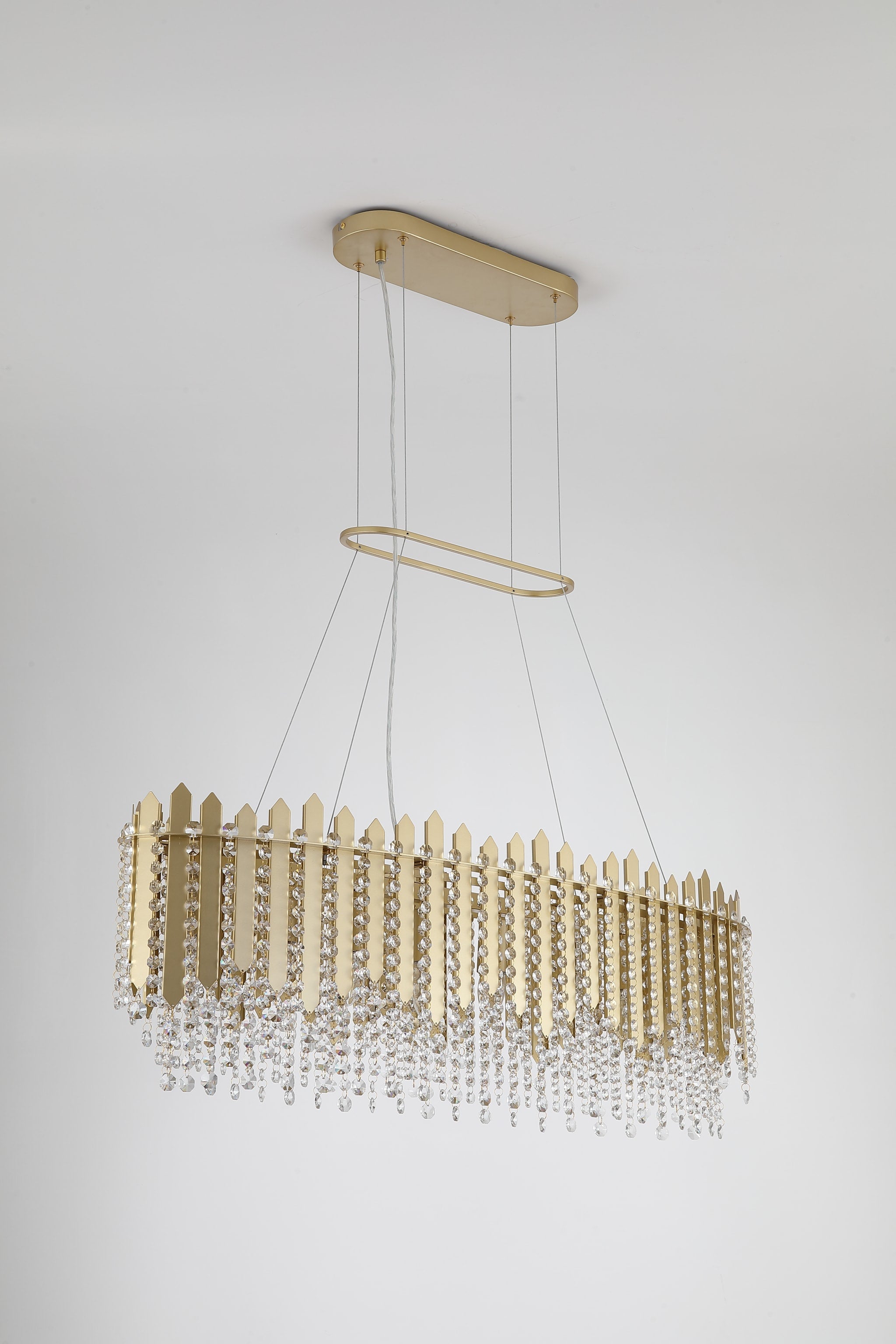 Spear 8Lt Diner Bar Pendant, Gold Metal with Clear Crystal