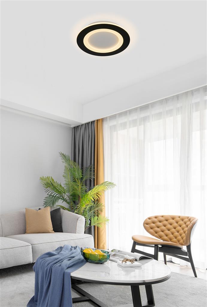Ringo LED Round Flush, Matt Black