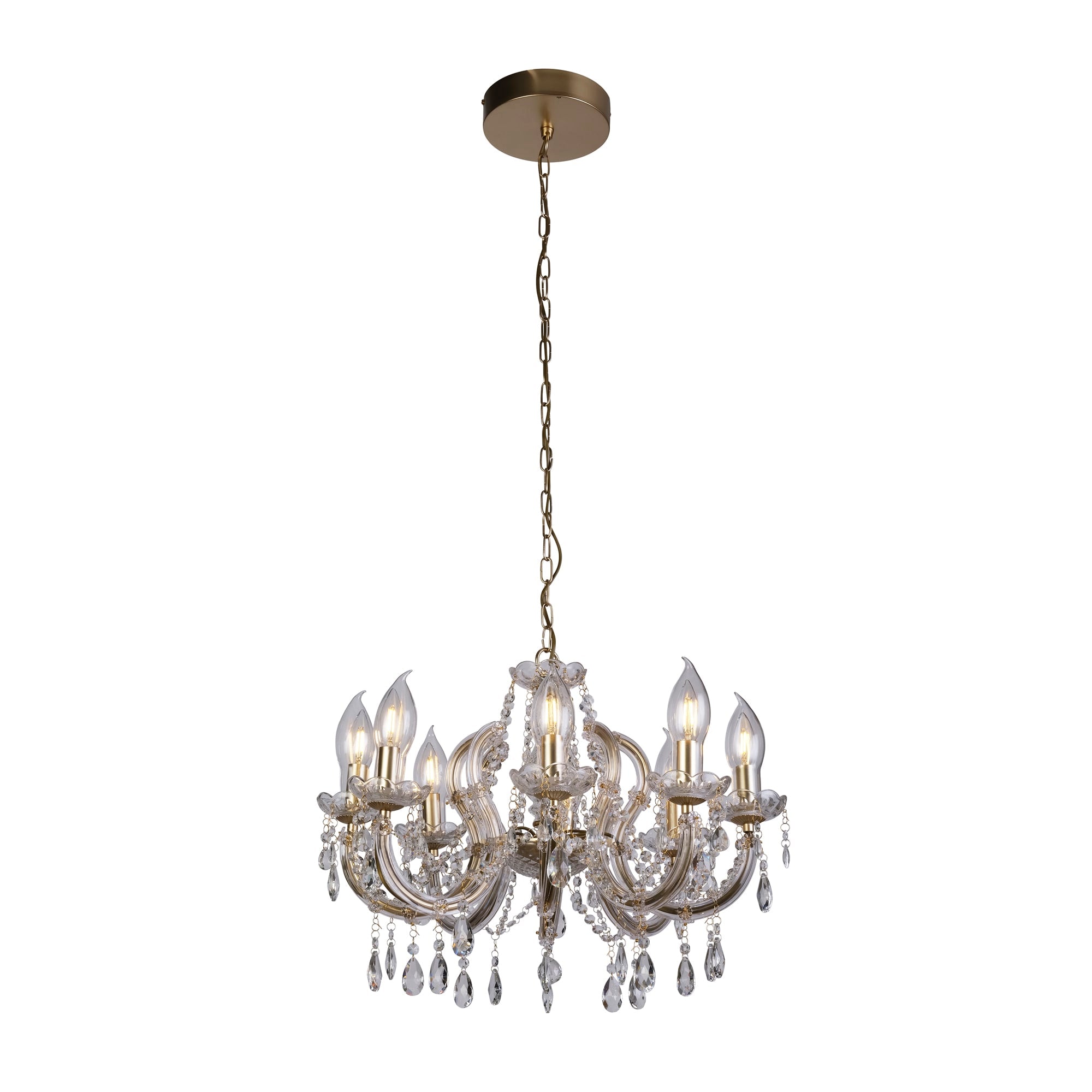 Utah Outdoor 8Lt Pendant - Gold & Crystal