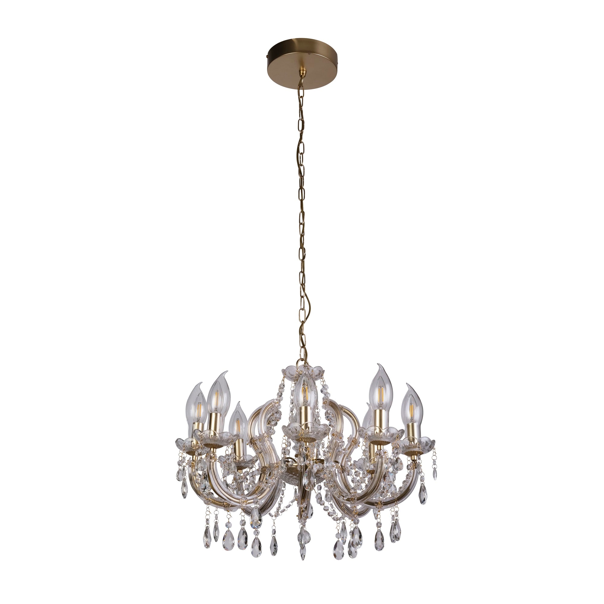 Utah Outdoor 8Lt Pendant - Gold & Crystal