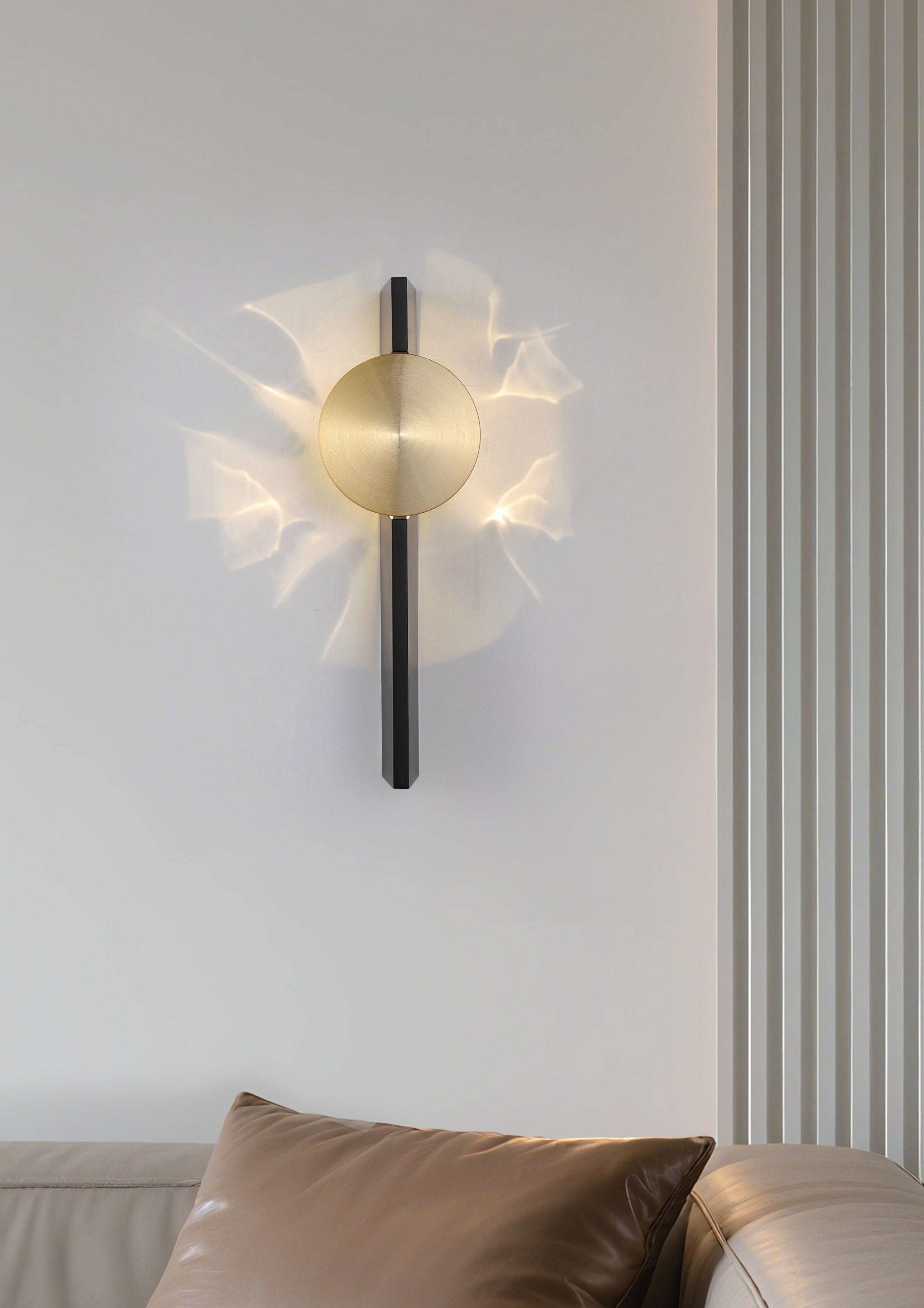 Shield LED Wall Light, Sand Black and Brass Metal