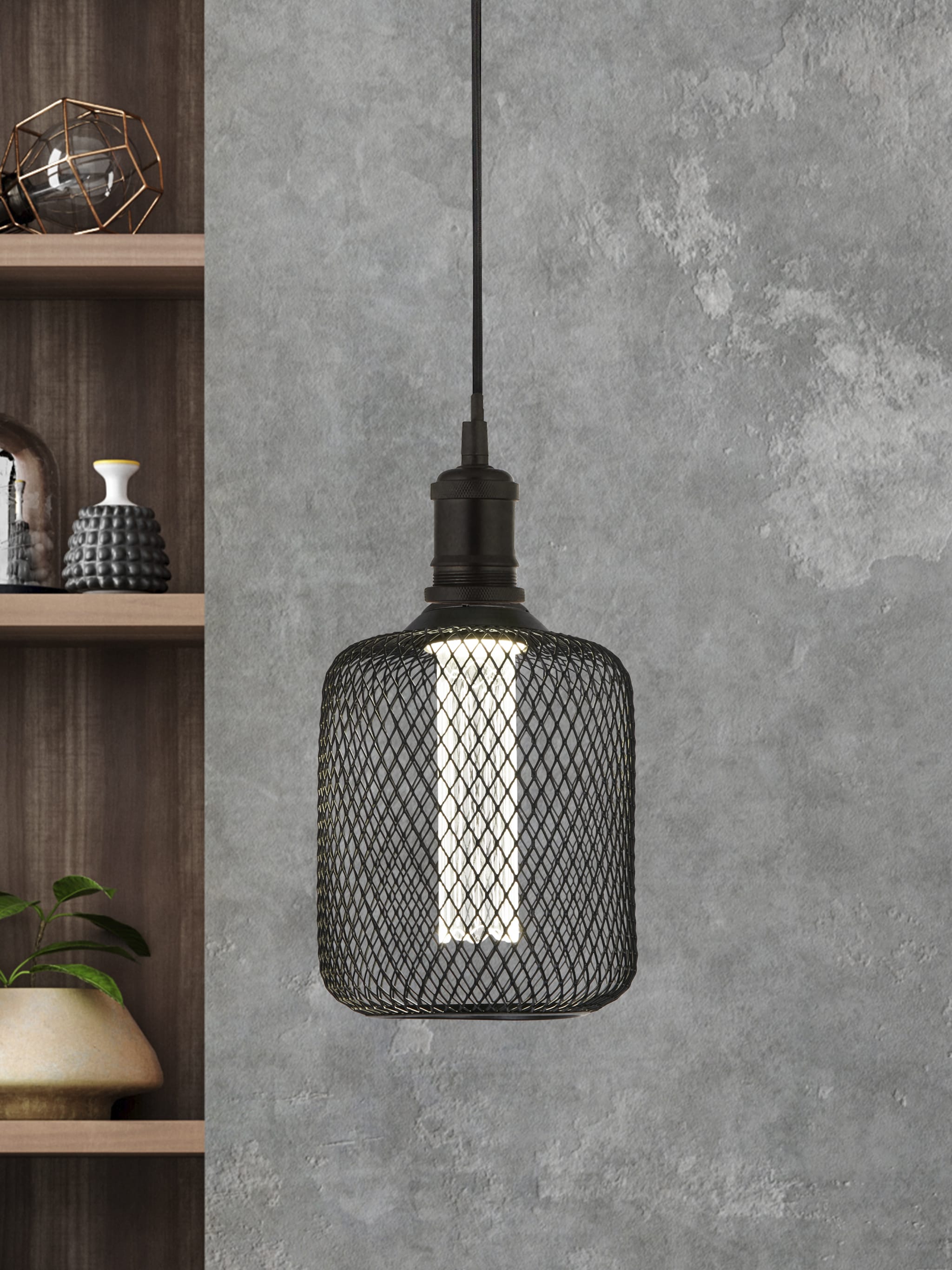 Wire Mesh Effect Drum Lamp - Black Metal (4.5W, 4000K)
